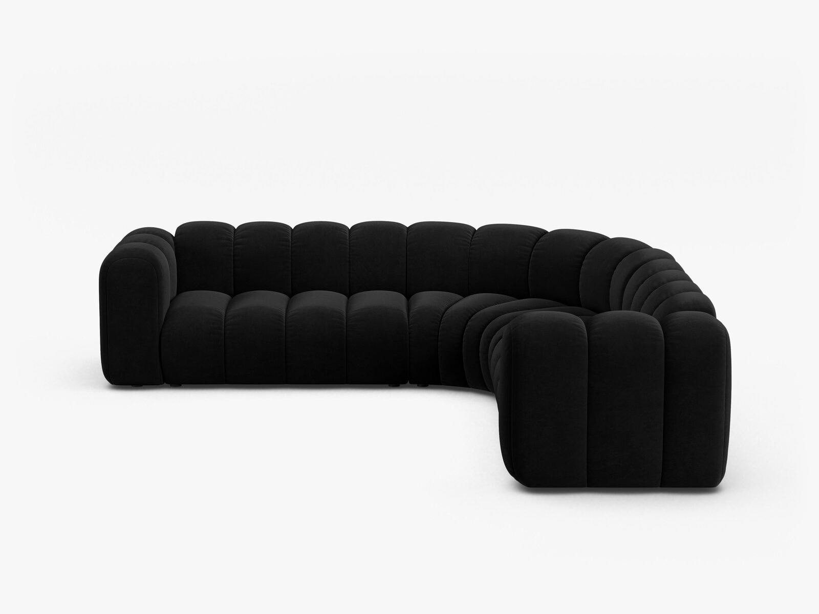 Micadoni symmetrisches Ecksofa Lupine 5-Sitzer mittelgroß Samt Salvador Schwarz