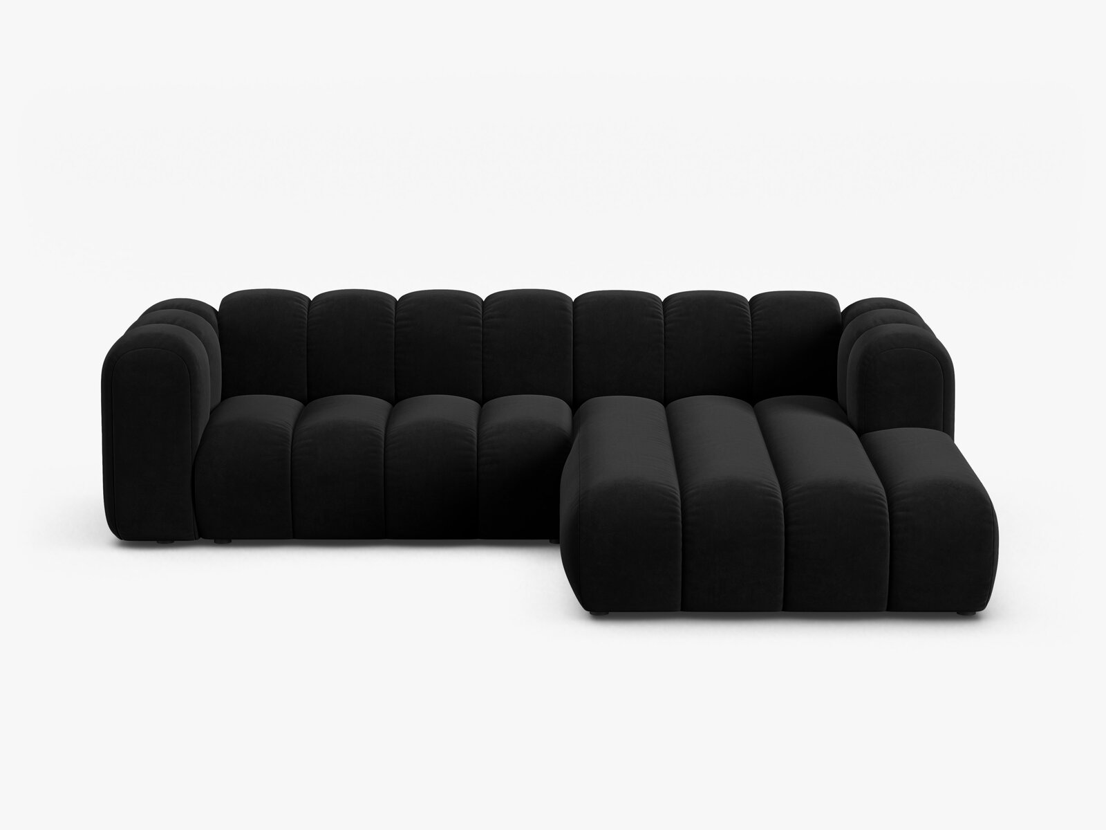 Micadoni Modulares Ecksofa Lupine 4-Sitzer mittelgroß Rechts Samt Salvador Schwarz