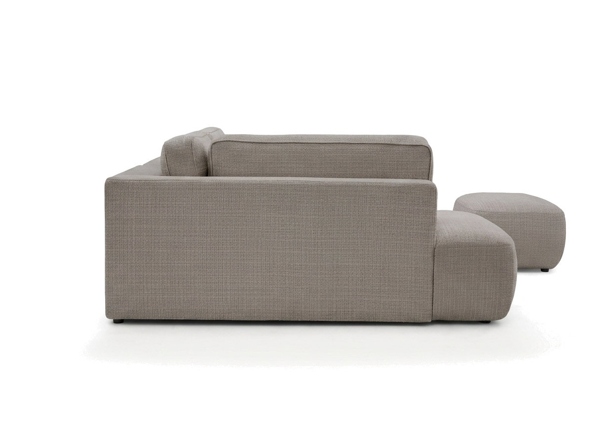 Bobochic Denise Ecksofa mit Schlaffunktion und Bettkasten und Pouf 256 × 197 cm Strukturstoff Taupe Ecke links