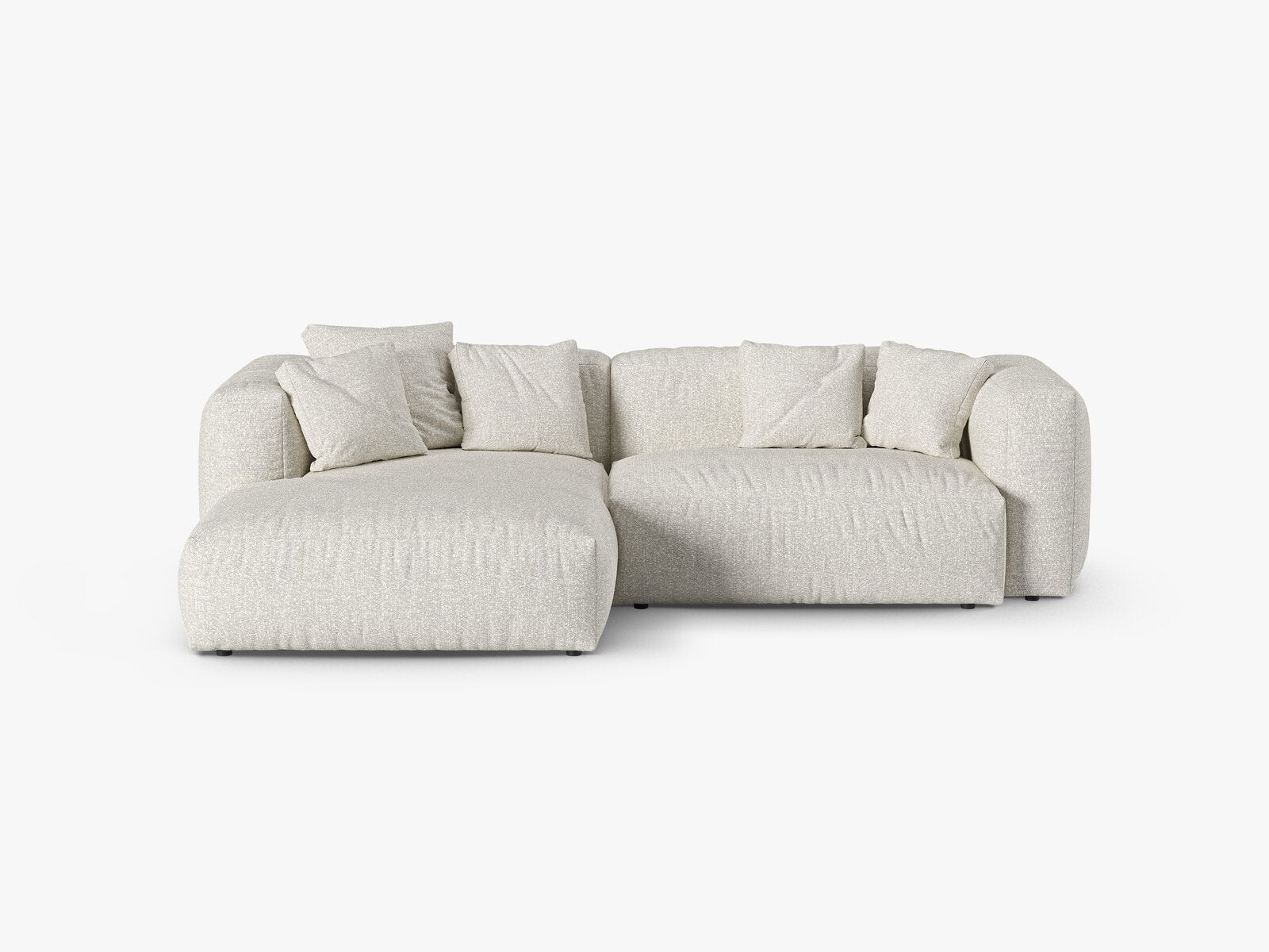 Micadoni Ecksofa Martina 2-Sitzer 90cm Sitztiefe Links Boucle Monet Grau Beige Melange