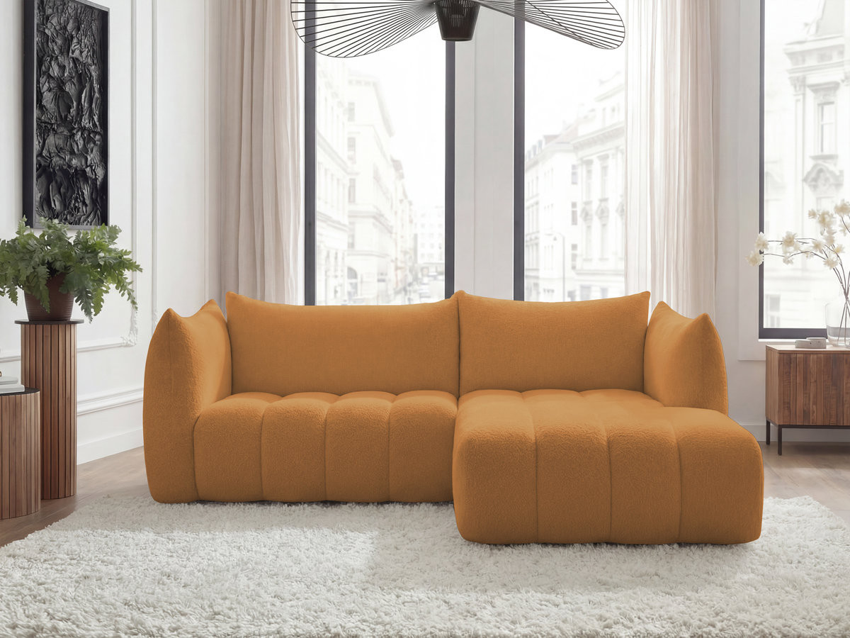 Bobochic Azra Ecksofa 262 × 178 cm Bouclé-Stoff Gelb Ecke rechts