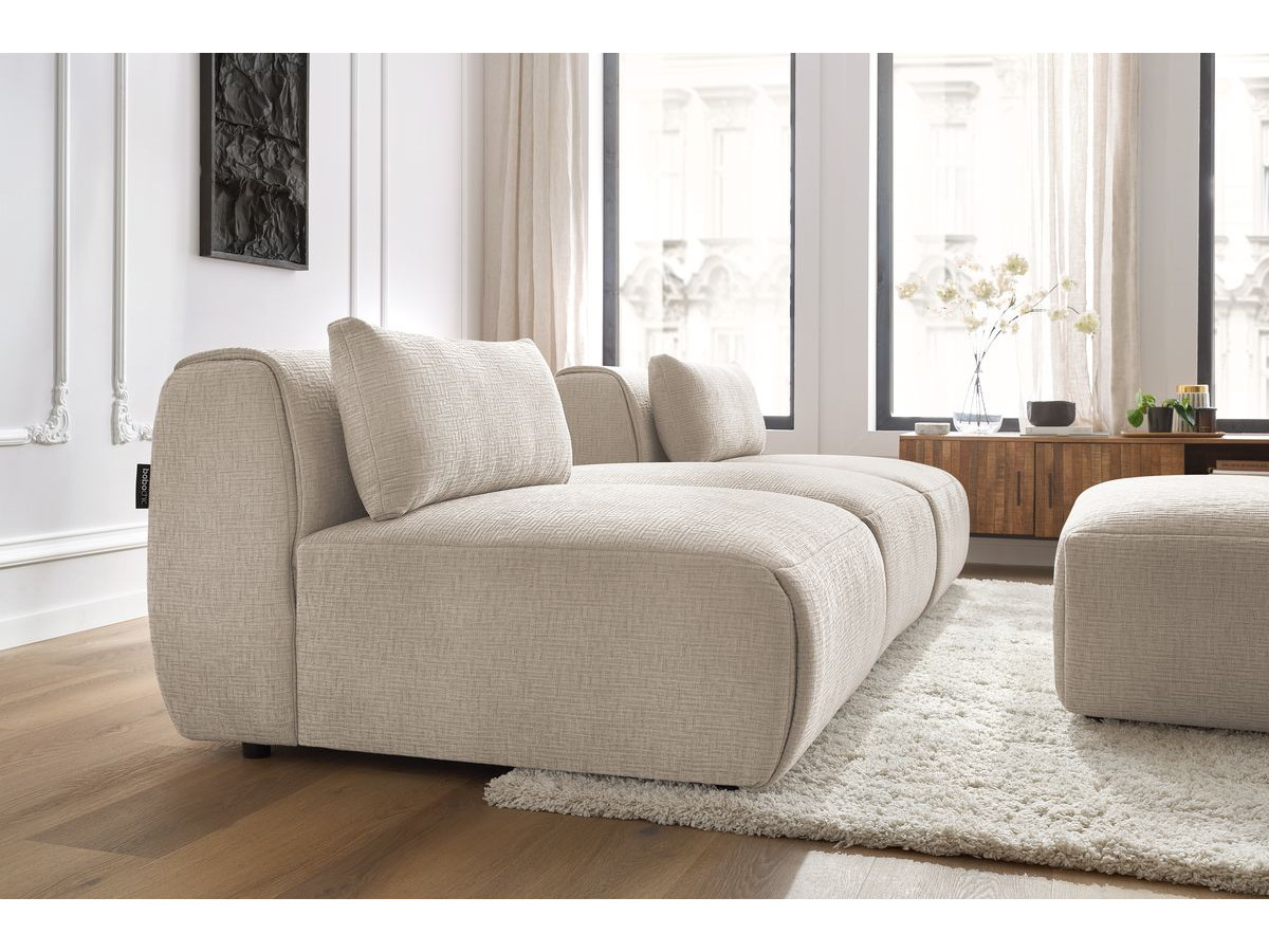 Bobochic Jeanne Sofa 4-Sitzer mit Pouf Strukturstoff Beige