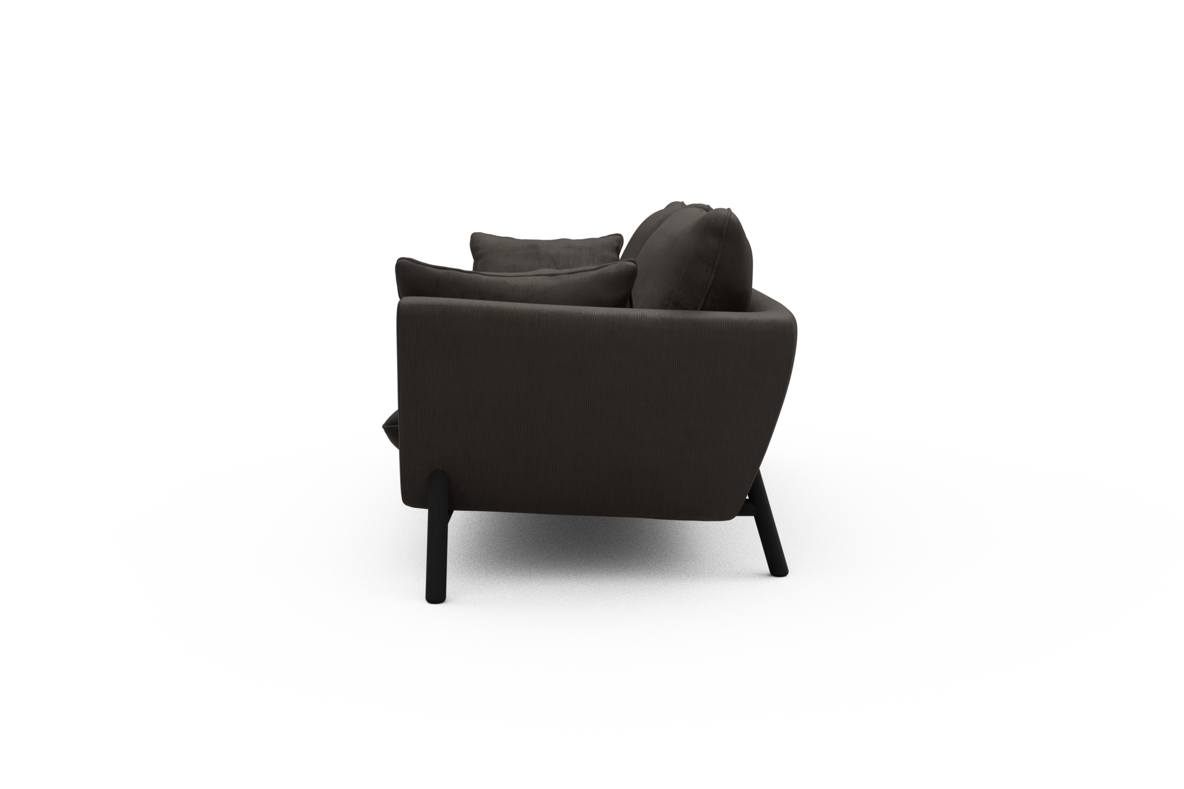 Sofa Emil 3-Sitzer Beinfarbe Eiche Schwarz Cordufine-Taupe