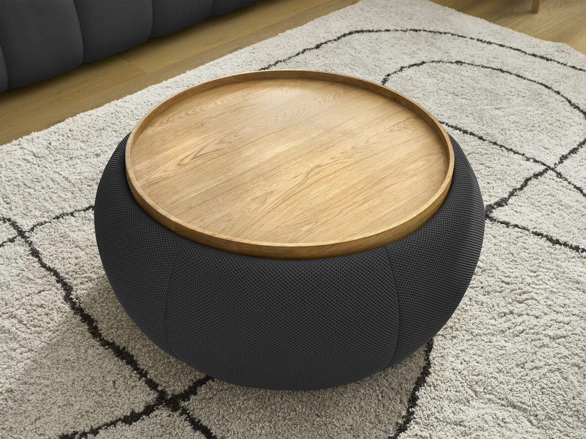 Bobochic Hayden Sofa 3-Sitzer mit Pouf 256 × 107 cm Mesh-Stoff Schwarz