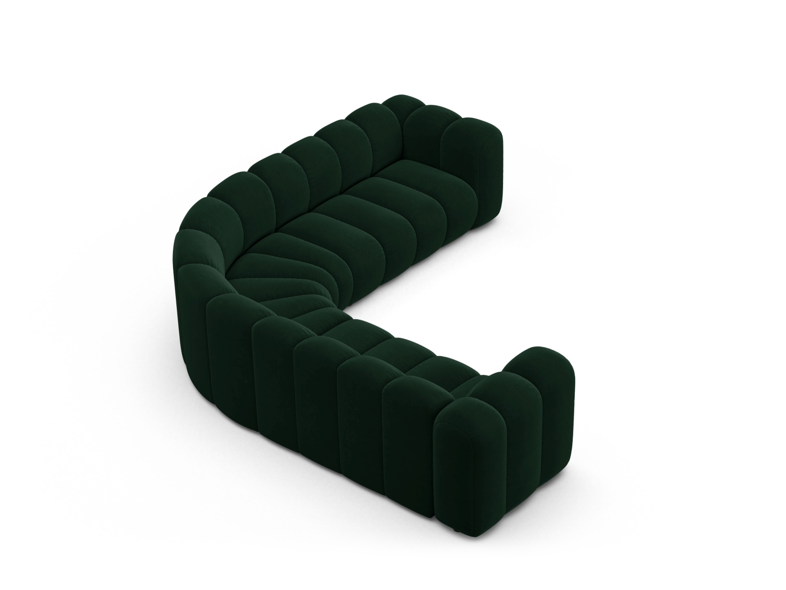 Micadoni symmetrisches Ecksofa Lupine 5-Sitzer mittelgroß Samt Salvador Flaschengrün
