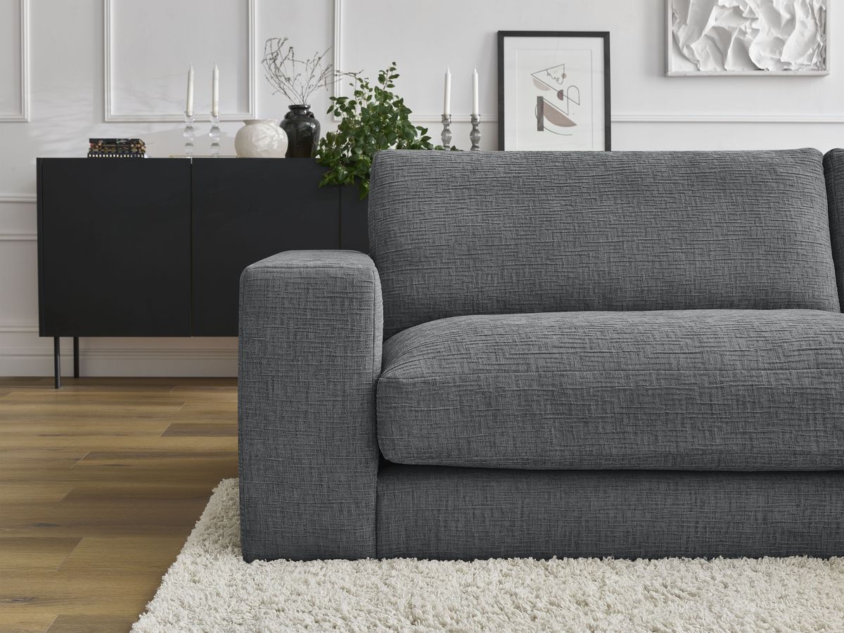 Bobochic Leonard Sofa 3-Sitzer 234 × 109 cm Strukturstoff Dunkelgrau