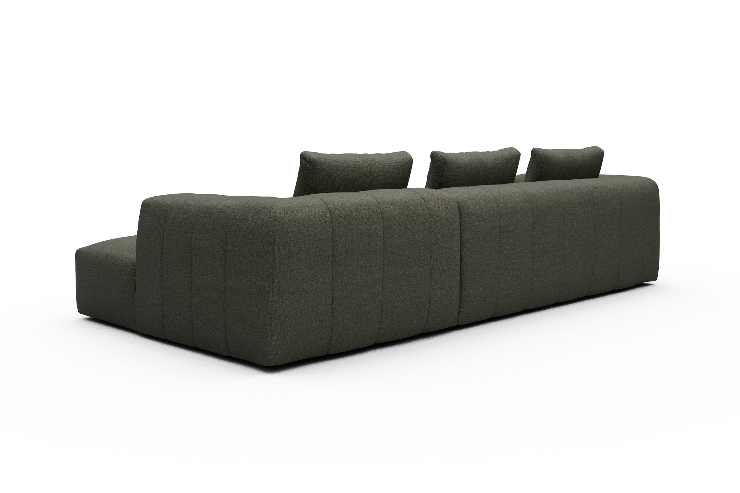 Ecksofa Hugo 2,5-Sitzer Armlehne links mit Chaiselongue Sama-Winter-Moss