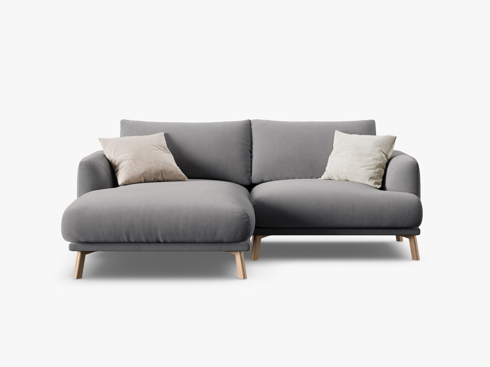 Micadoni Ecksofa Naomi 3-Sitzer kleine Version Links Samt Salvador Grau
