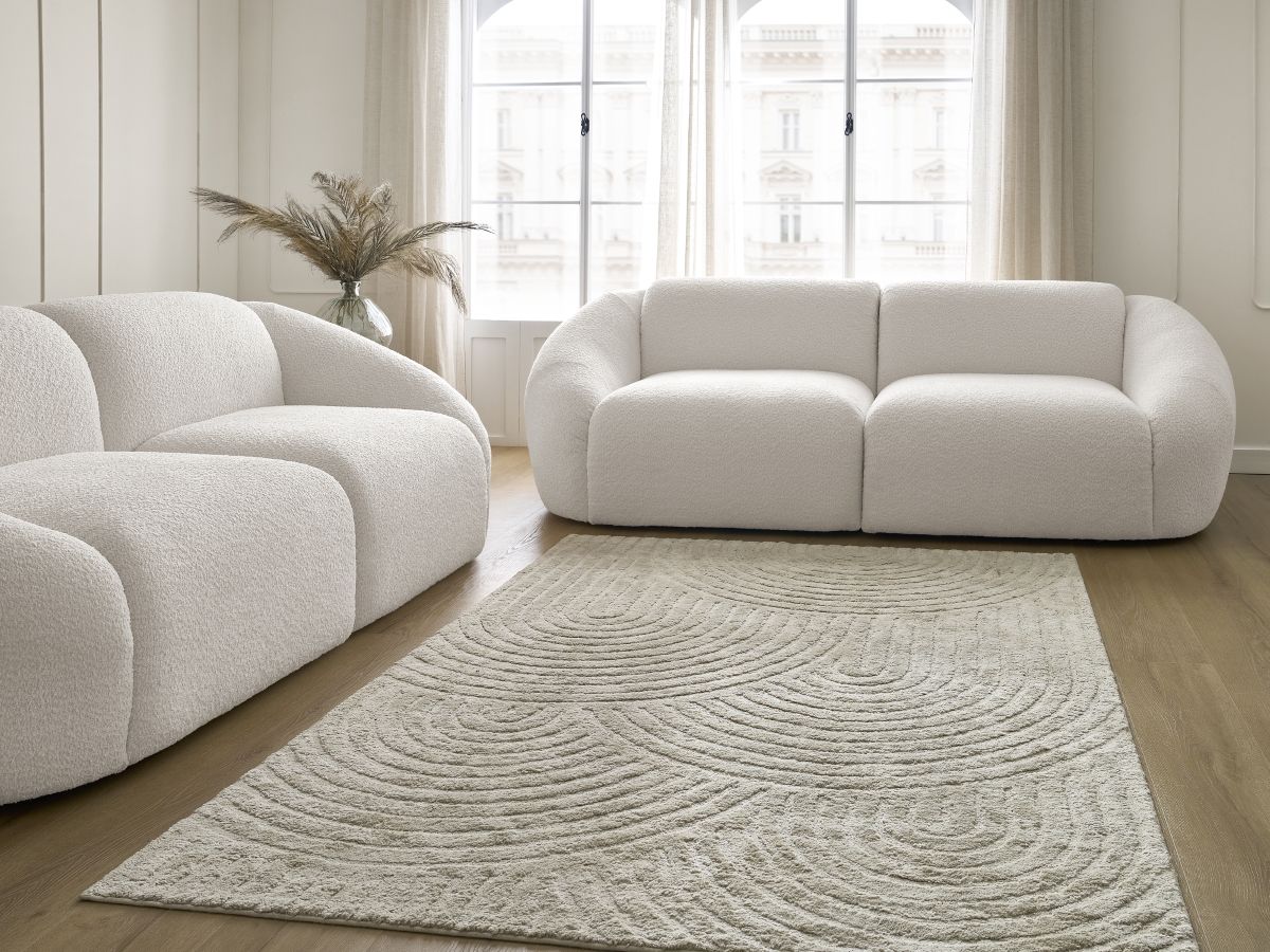 Bobochic Tina Sofa 5-Sitzer Bouclé-Stoff Weiß