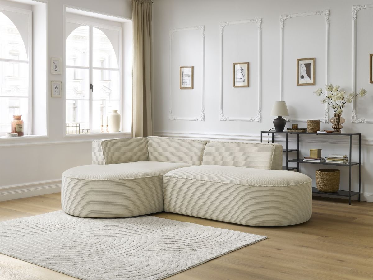 Bobochic Rousseau Ecksofa Cordsamt Beige Ecke links