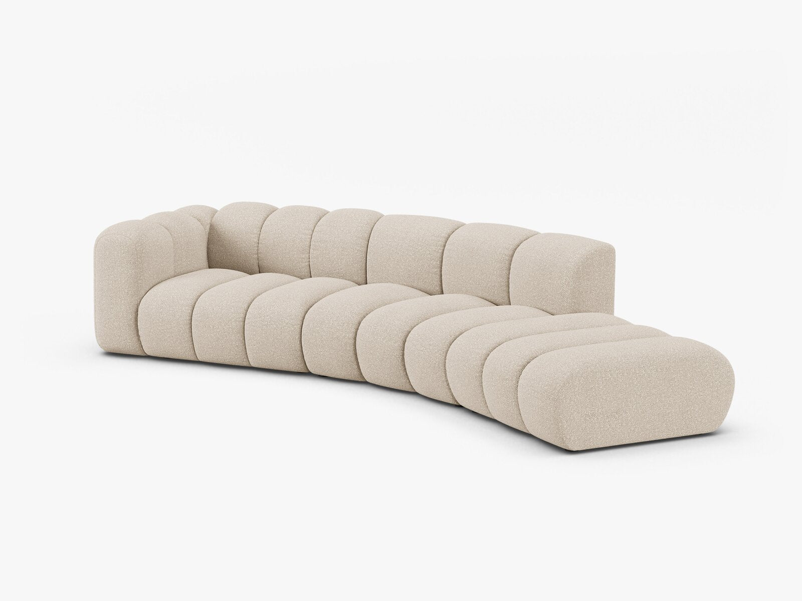 Micadoni Modulares Sofa Lupine 5-Sitzer Rechts Boucle Baloo Beige