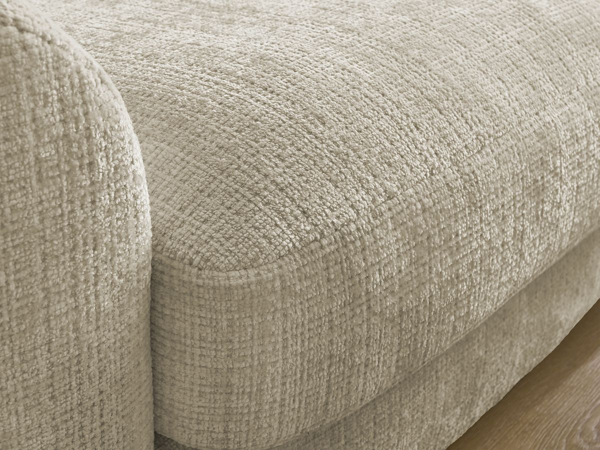 Bobochic Leonore Ecksofa mit Pouf Strukturstoff Beige Ecke rechts
