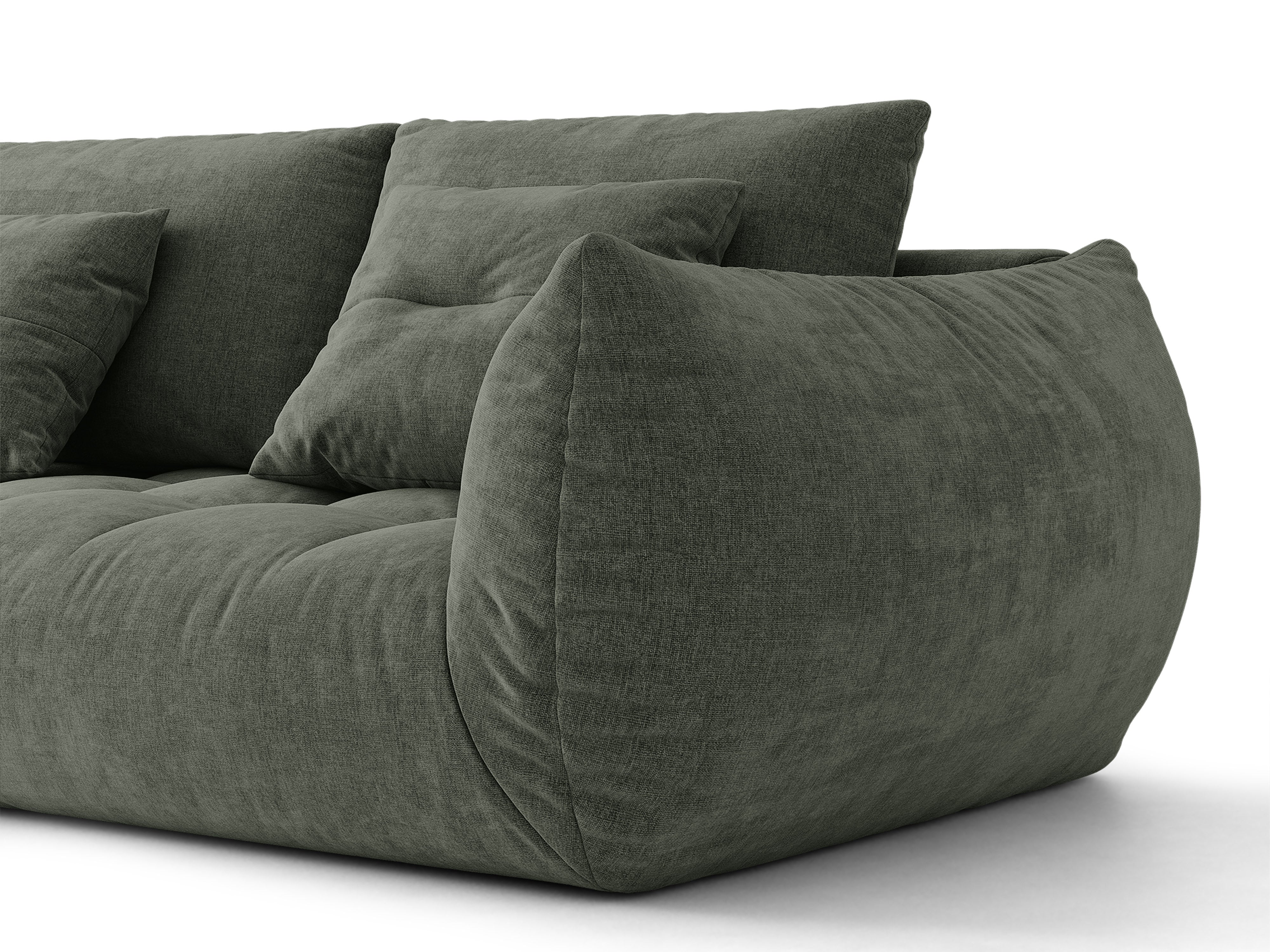 Micadoni Bloom Sofa Links Strukturierter Stoff Wind Moosgrün