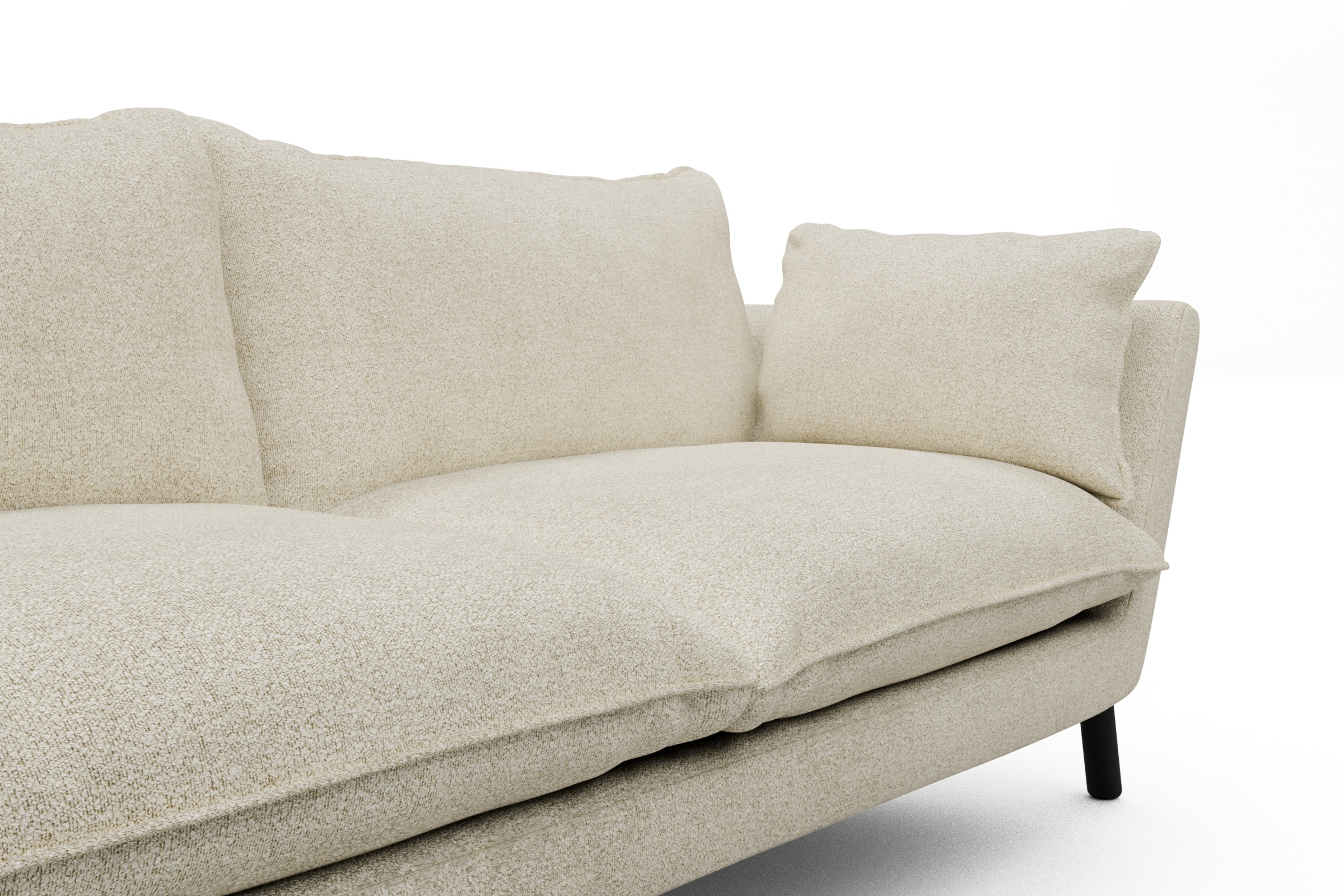 Sofa Emil PREMIUM 3-Sitzer Beinfarbe Eiche Schwarz Boucle-Off-White