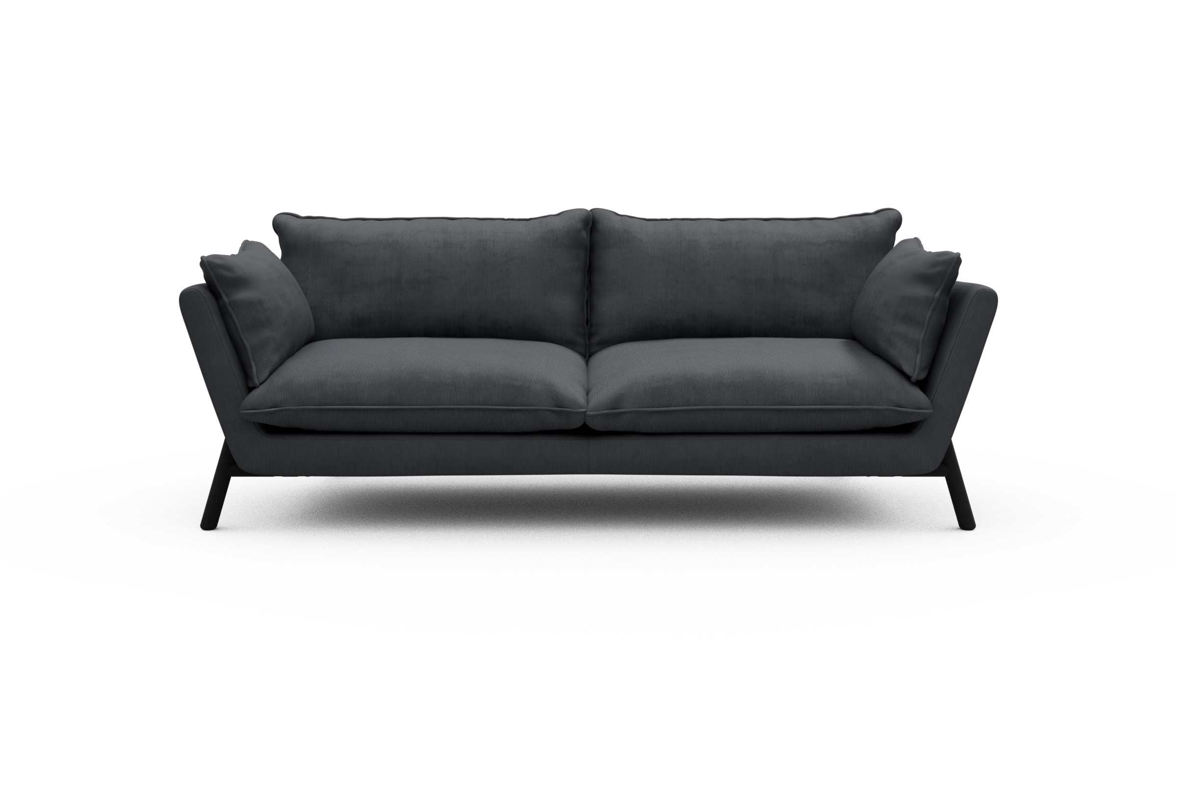 Skandi Home Sofa Emil PREMIUM 3-Sitzer Beinfarbe Eiche Schwarz Cordufine-Slate-Grey moebelfaktor