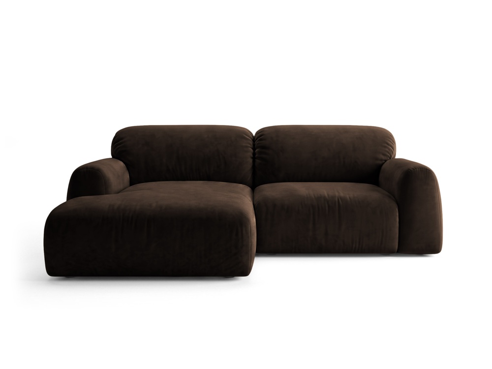 Cosmopolitan Design Ecksofa Milan 3-Sitzer Samt Bluvel Dunkelbraun Links