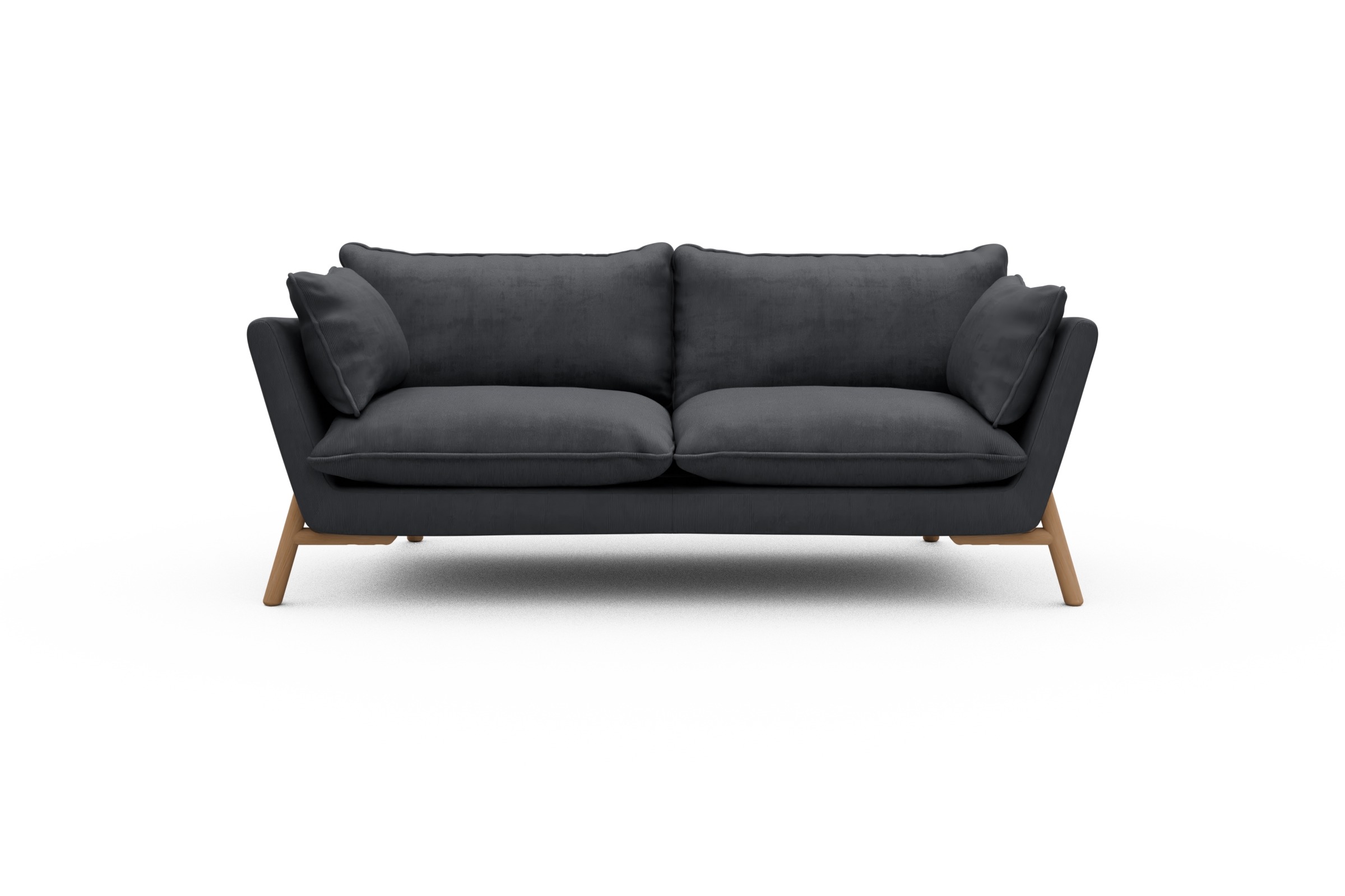 Skandi Home Sofa Emil PREMIUM 2-Sitzer Beinfarbe Eiche Natur Cordufine-Slate-Grey moebelfaktor