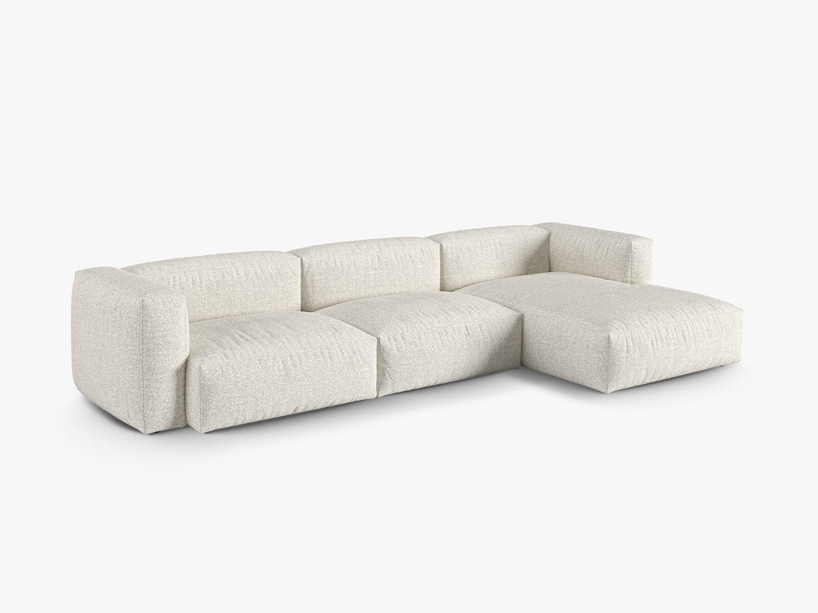 Micadoni Ecksofa Martina 3-Sitzer 90cm Sitztiefe Rechts Boucle Monet Grau Beige Melange