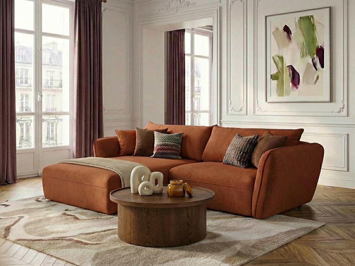 Bobochic Luigi Ecksofa Strukturstoff Orange Ecke links