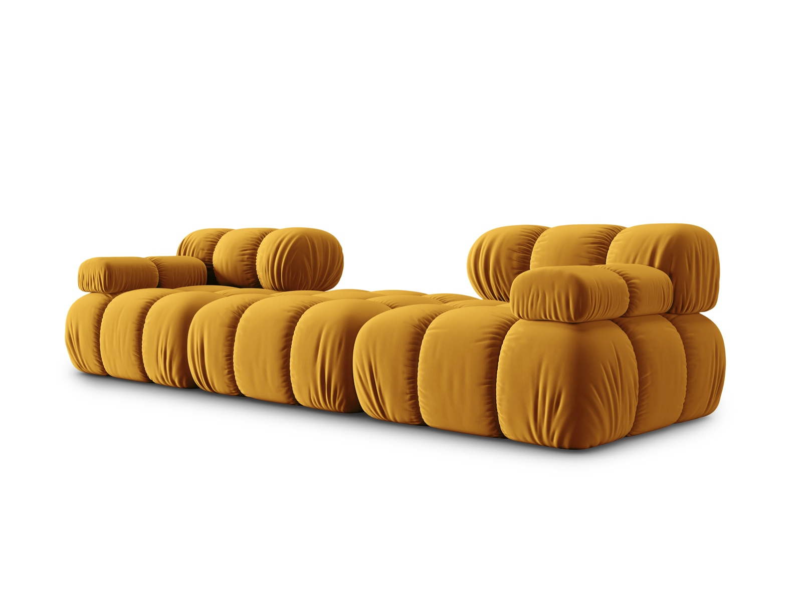 Micadoni Modulares Sofa Bellis 3-Sitzer mit flachem Modul Samt Bluvel Gelb