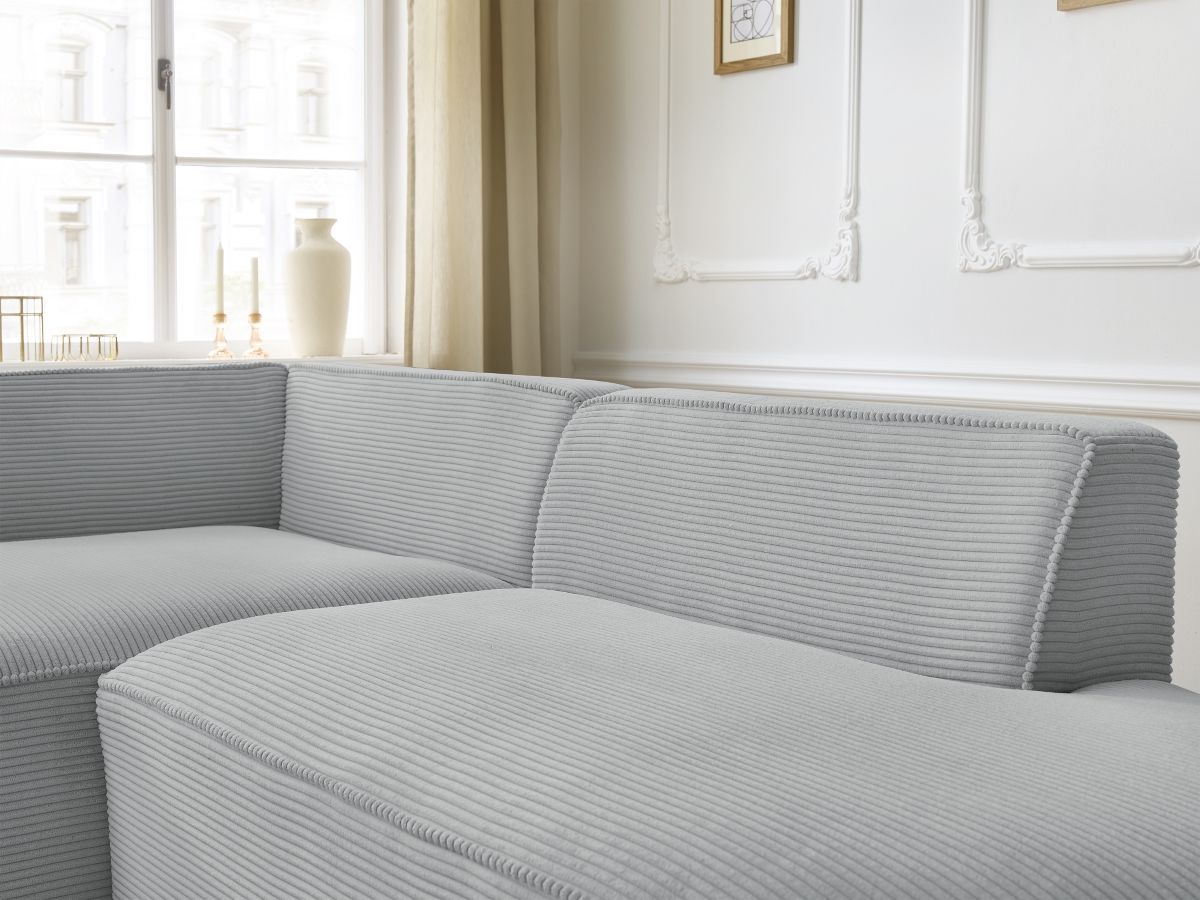 Bobochic Rousseau Ecksofa Cordsamt Hellgrau Ecke links