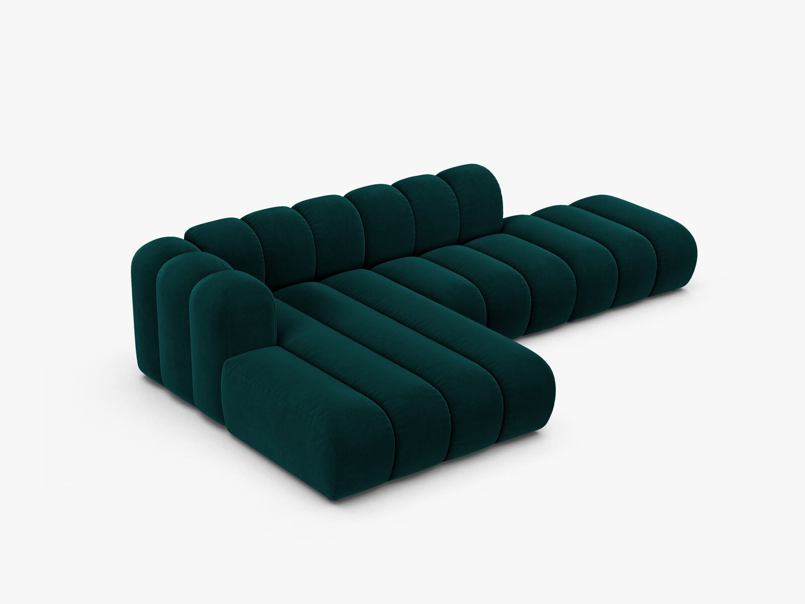 Micadoni Modulares Ecksofa offen Lupine 5-Sitzer Links Samt Venus Dunkel Petrol