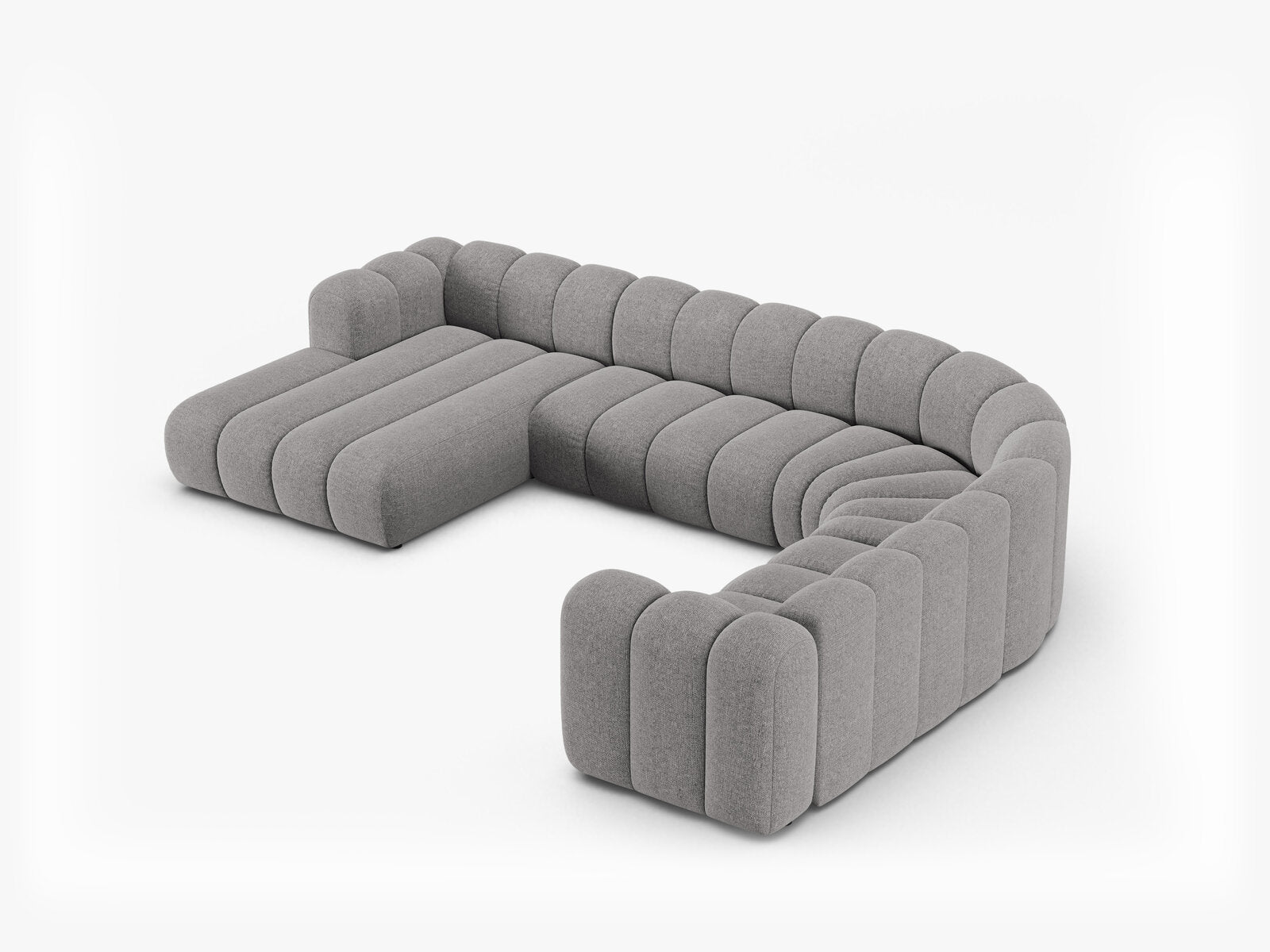 Micadoni Modulares Panorama Ecksofa Lupine 6-Sitzer Rechts Chenille Eden Hellgrau