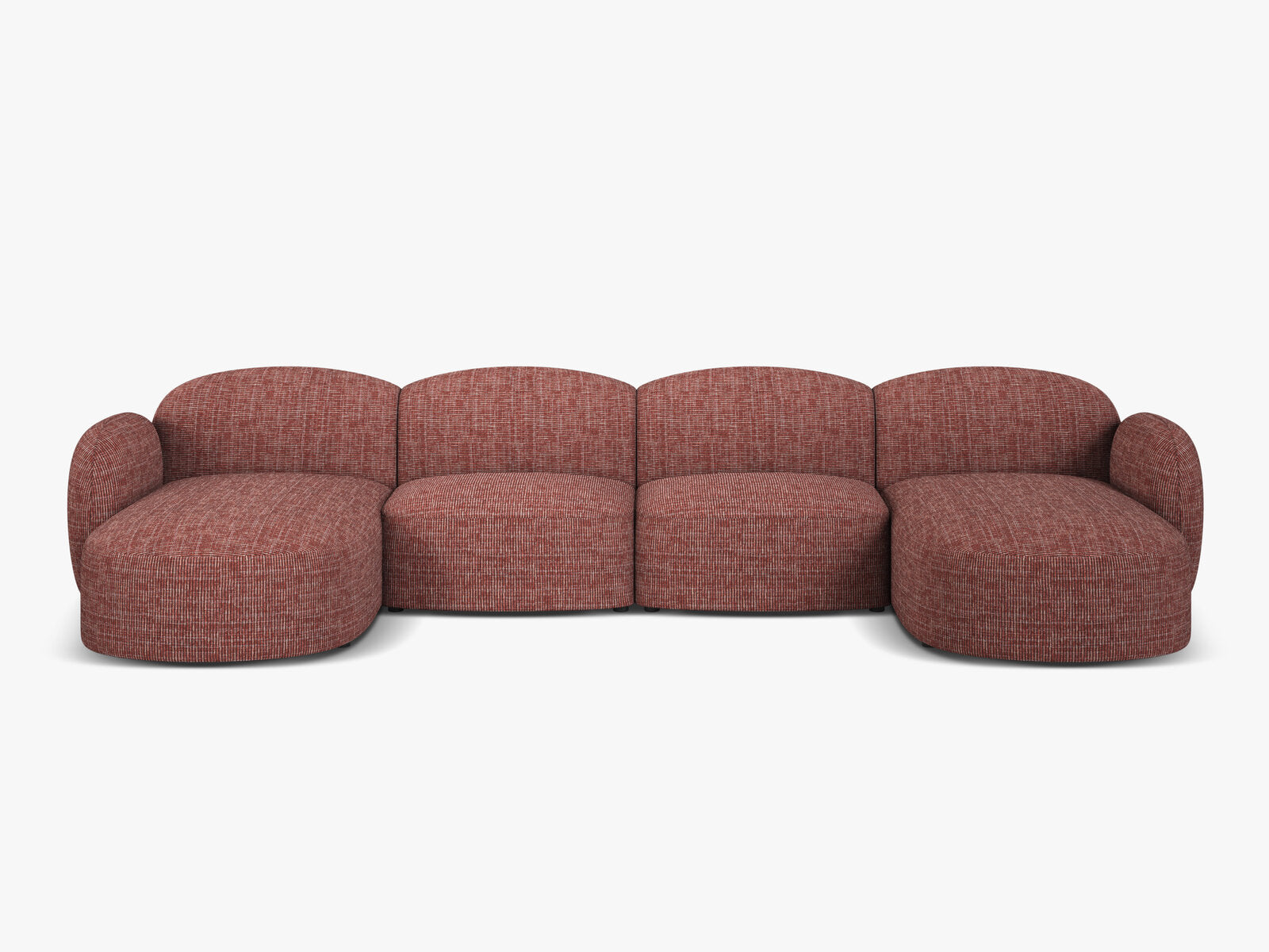 Micadoni Panorama Sofa Blair 6-Sitzer Strukturierter Stoff Baltimore Rot