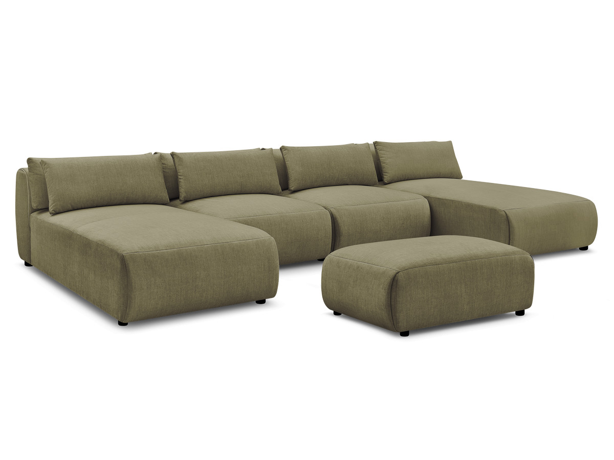Bobochic Jana Wohnlandschaft mit kleinem Pouf Samt Grün