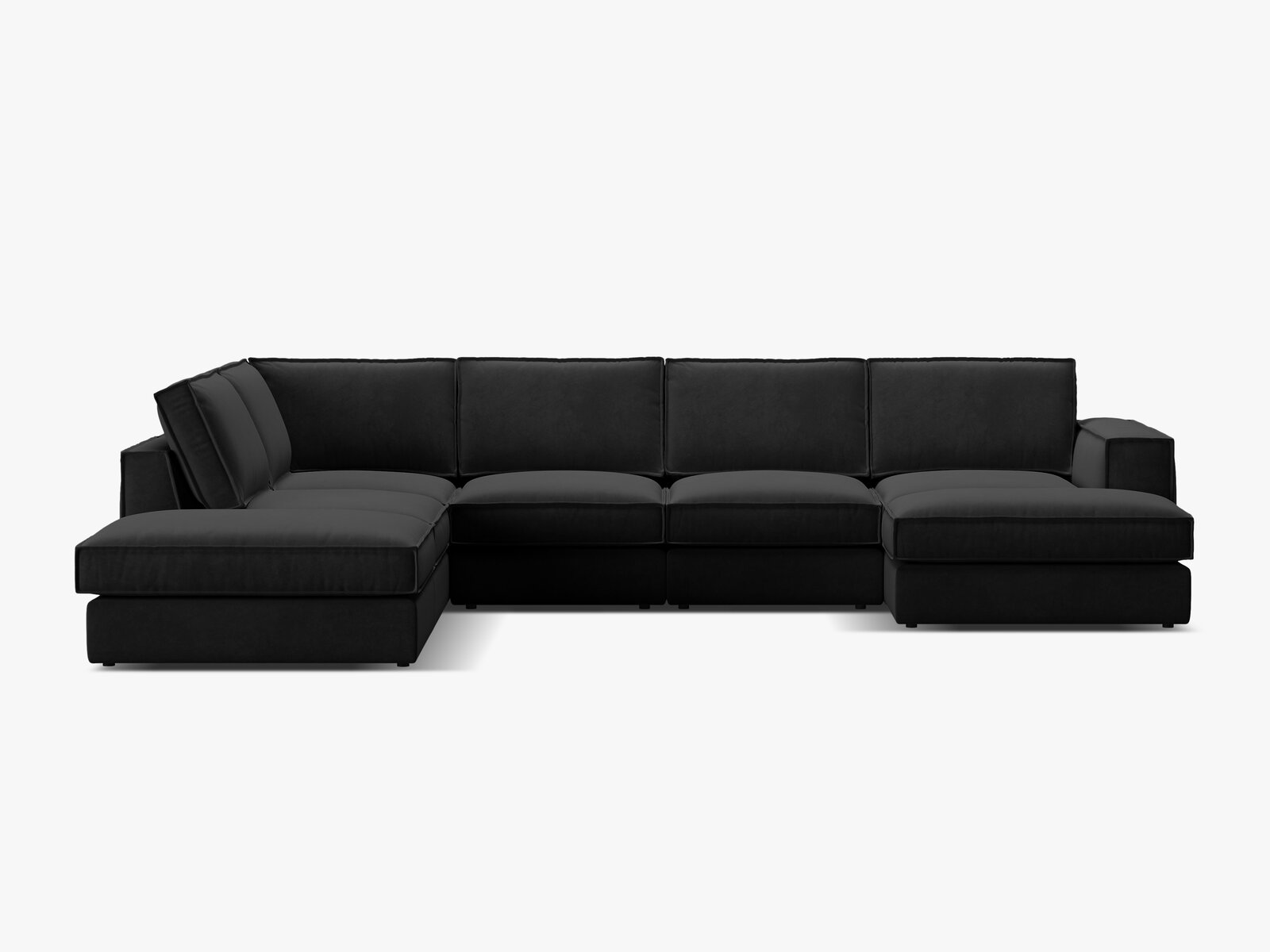 Micadoni modulares Panorama Ecksofa Pola 5-Sitzer Links Samt Salvador Schwarz