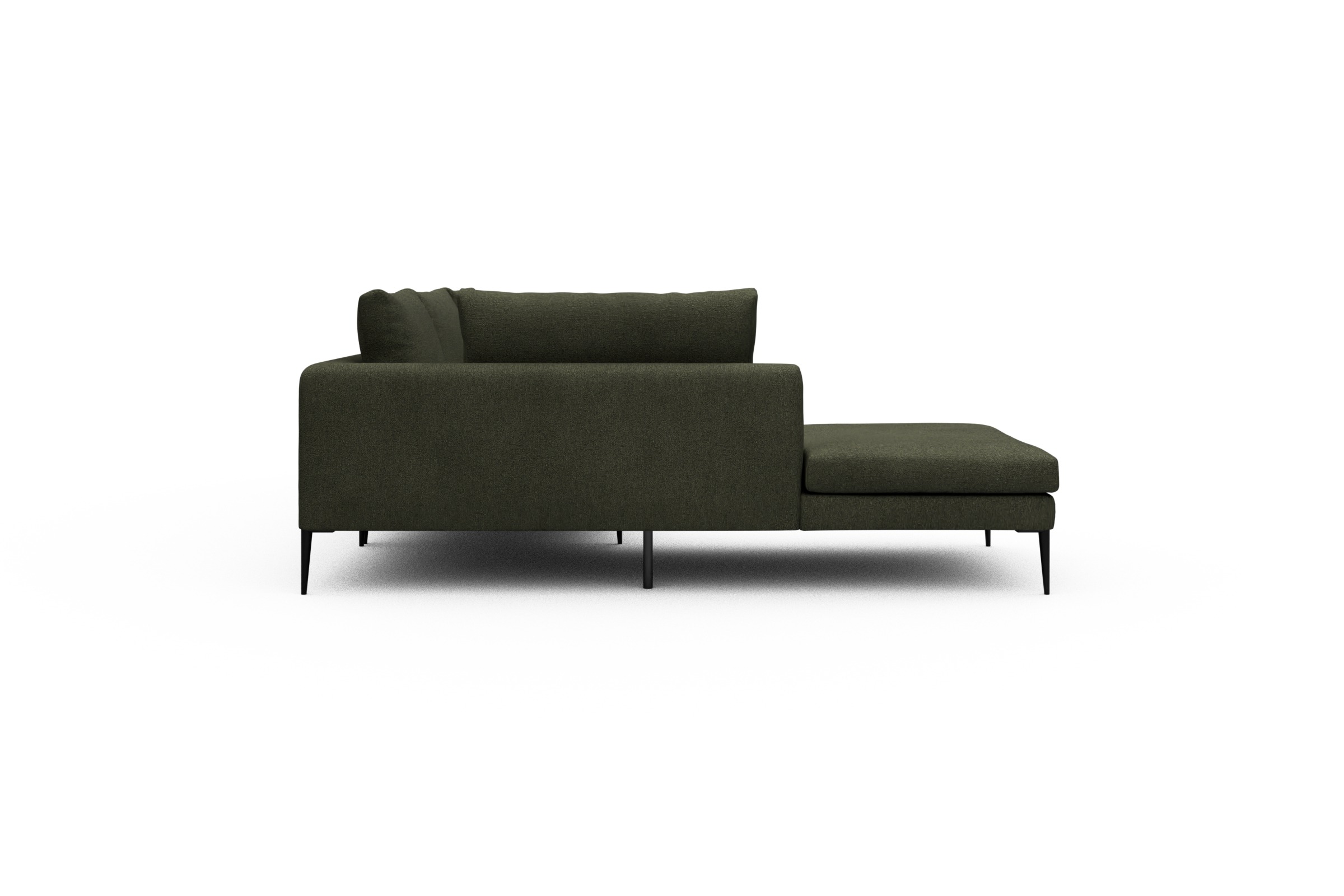 Ecksofa Paul Relax-Ecke rechts mit 3-Sitzer Boucle-Forest-Green
