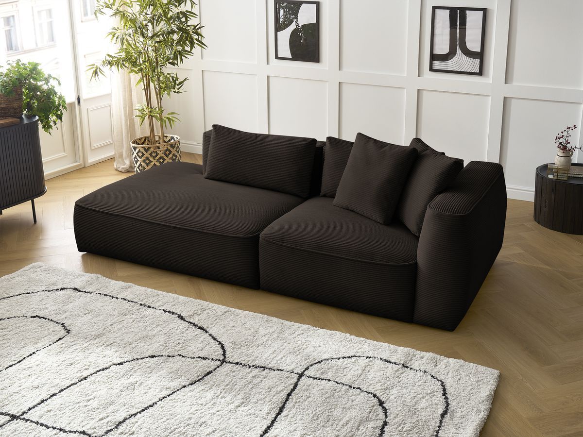 Bobochic Leopold Sofa 3-Sitzer Cordsamt Braun Armlehne rechts