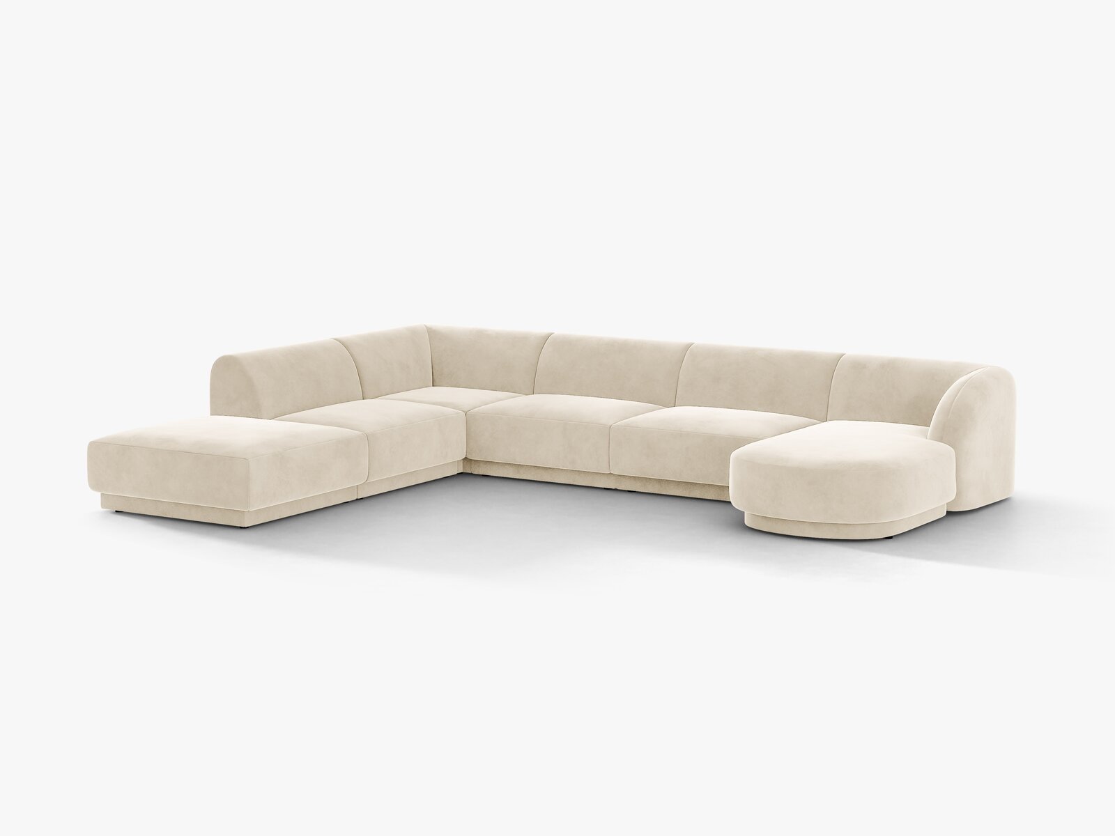 Micadoni Panorama-Ecksofa Miley 6-Sitzer Samt Venus Helles Beige Links