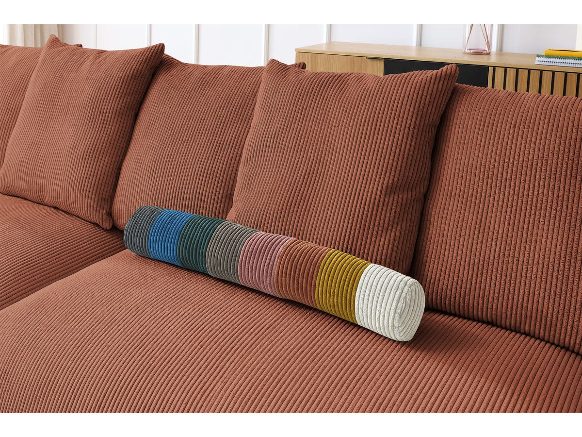 Bobochic Voltaire Ecksofa mit Pouf 322 × 268 cm Cordsamt Orange Ecke rechts