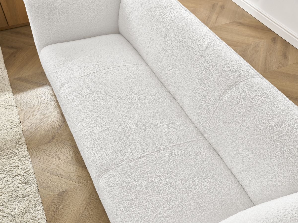 Bobochic Giorgia Sofa 3-Sitzer Bouclé-Stoff Weiß