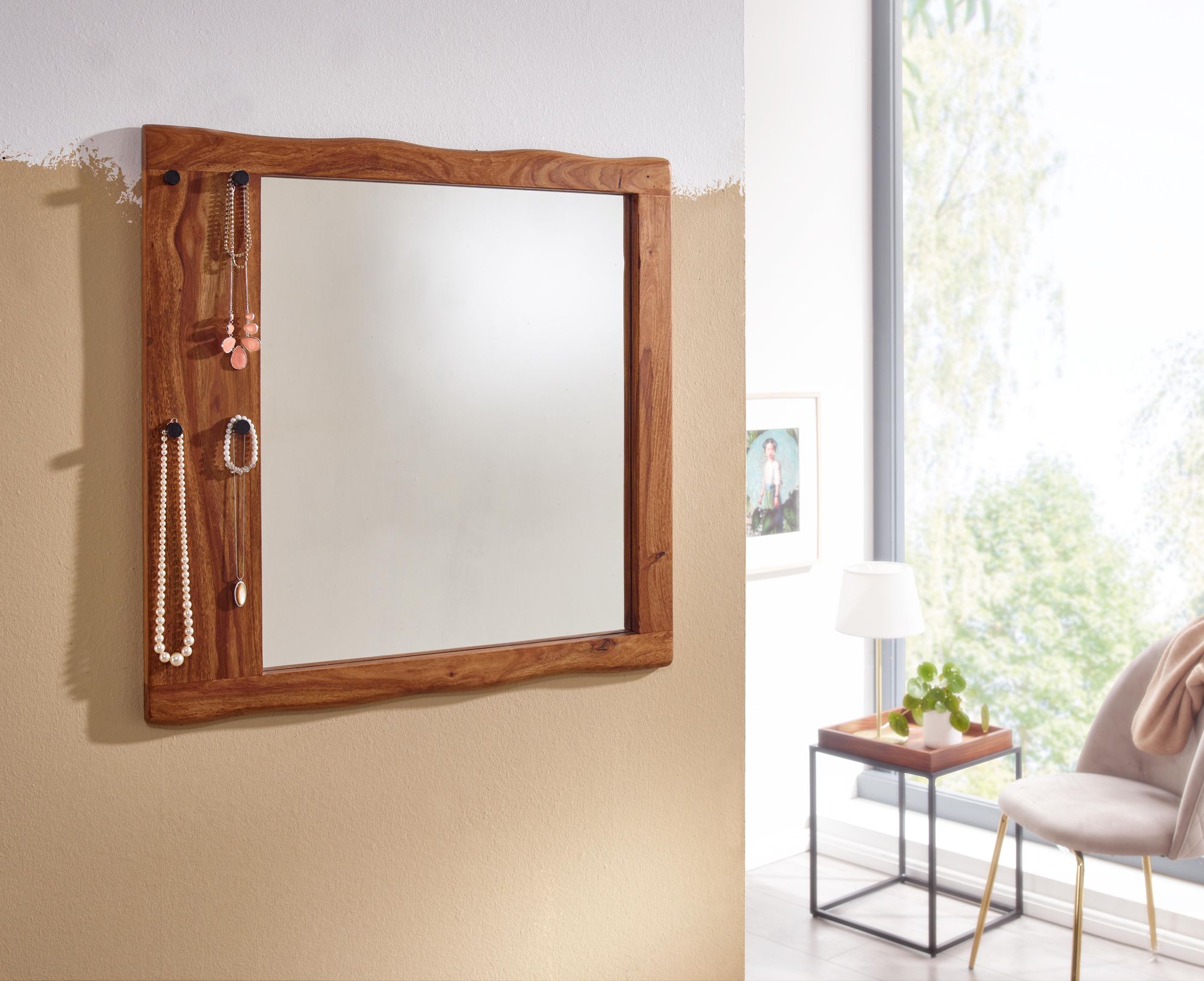 Wandspiegel Raufarhofn Massivholz Dunkelbraun 80 × 3 × 80 cm