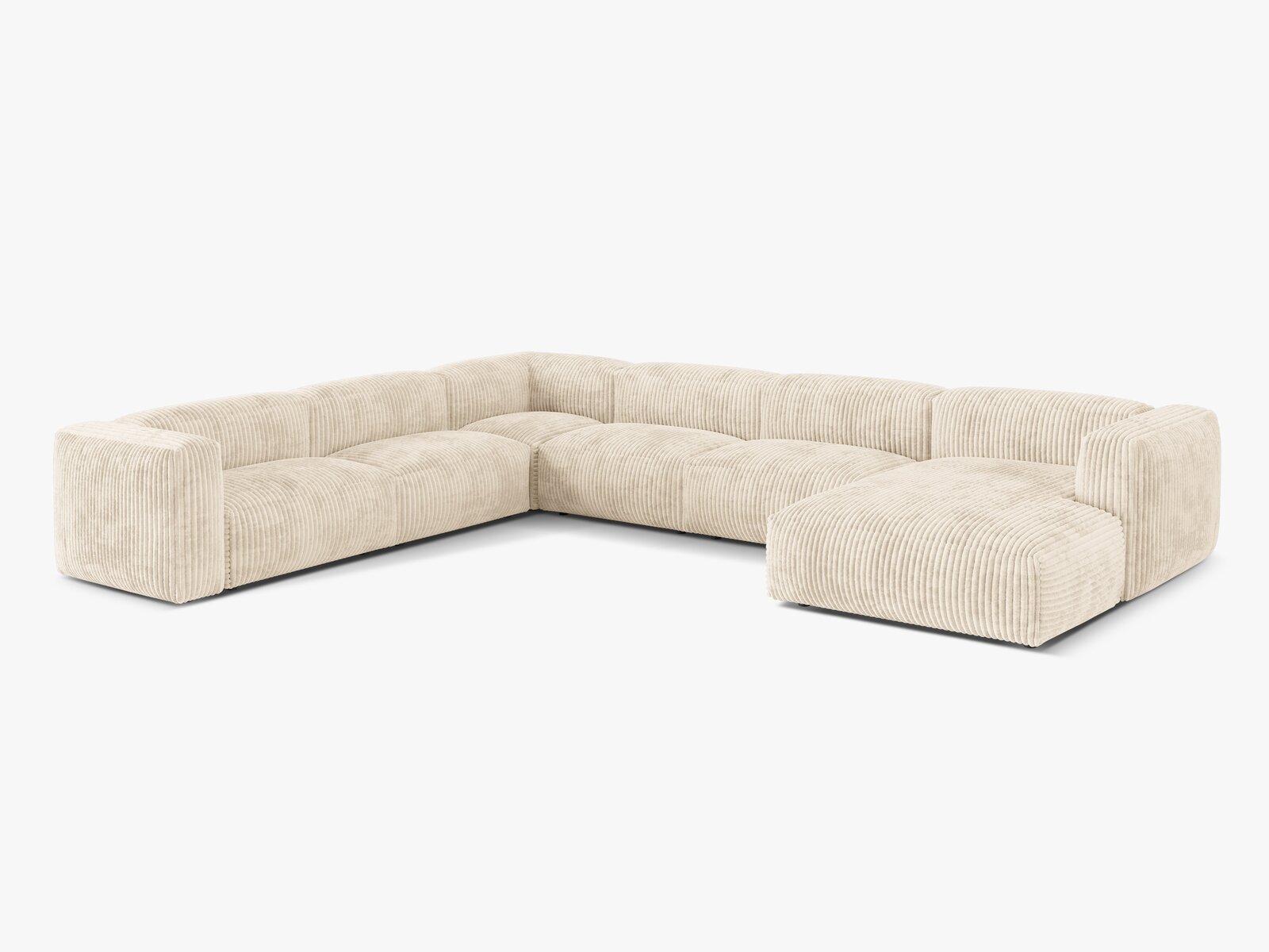 Micadoni modulares Ecksofa XL Martina 6-Sitzer Links Kord Tilia Helles Beige