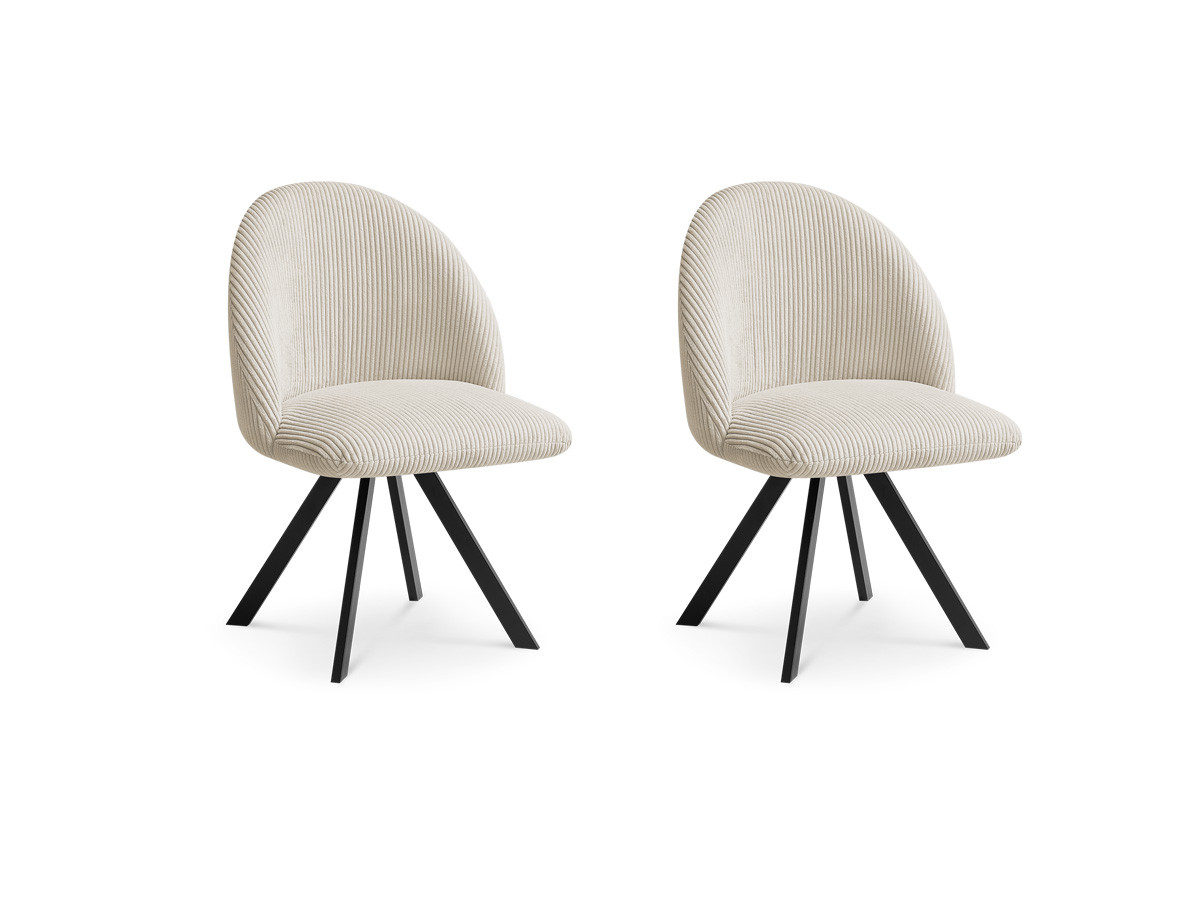 Bobochic Lalie Esszimmerstuhl 2er-Set mit Sternfuß Cordsamt Beige