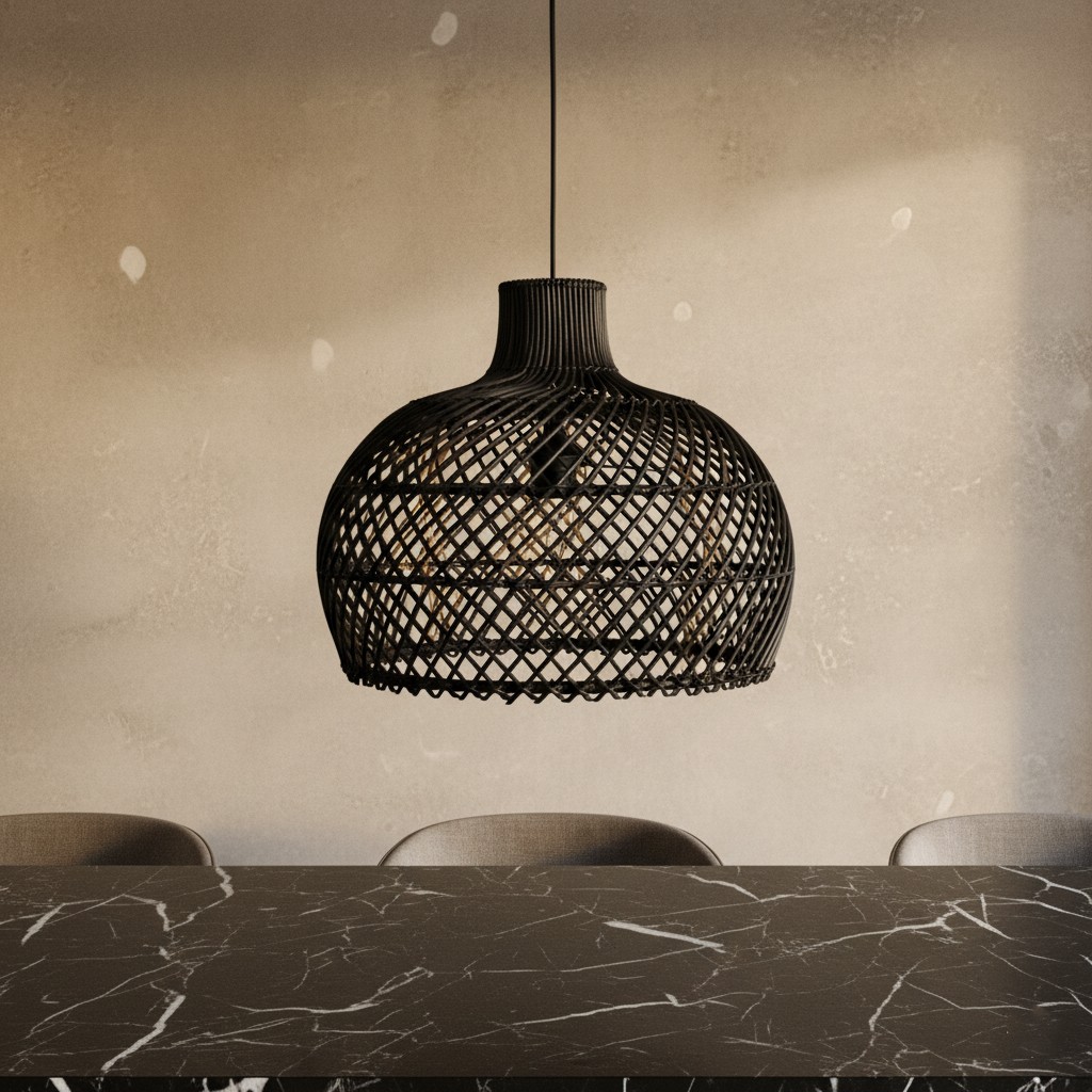 Raw Materials Maze Rattan-Hängelampe schwarz Ø 42x36cm