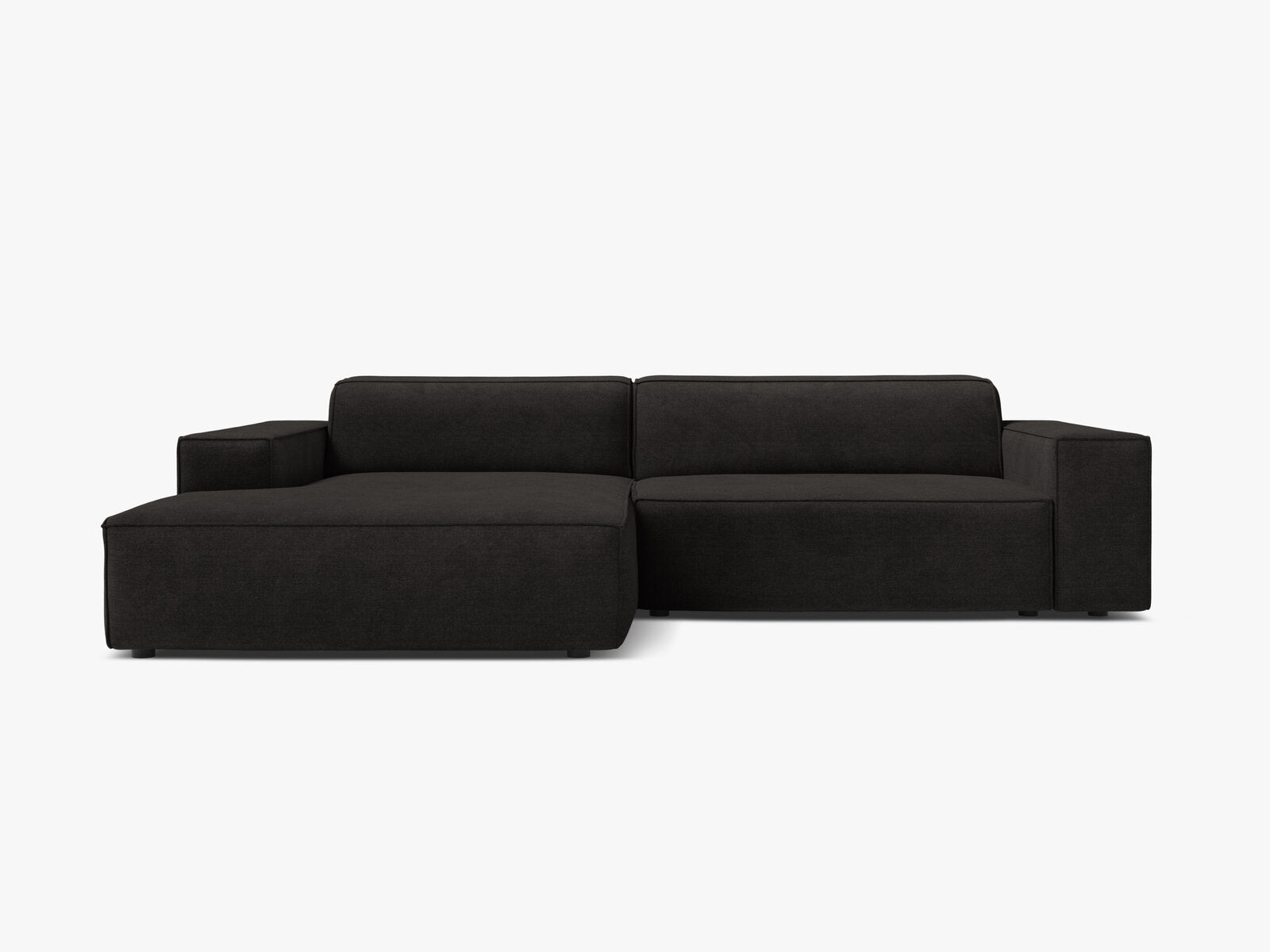 Micadoni Ecksofa Jodie 3-Sitzer Links Strukturierter Stoff Liberty Schwarz