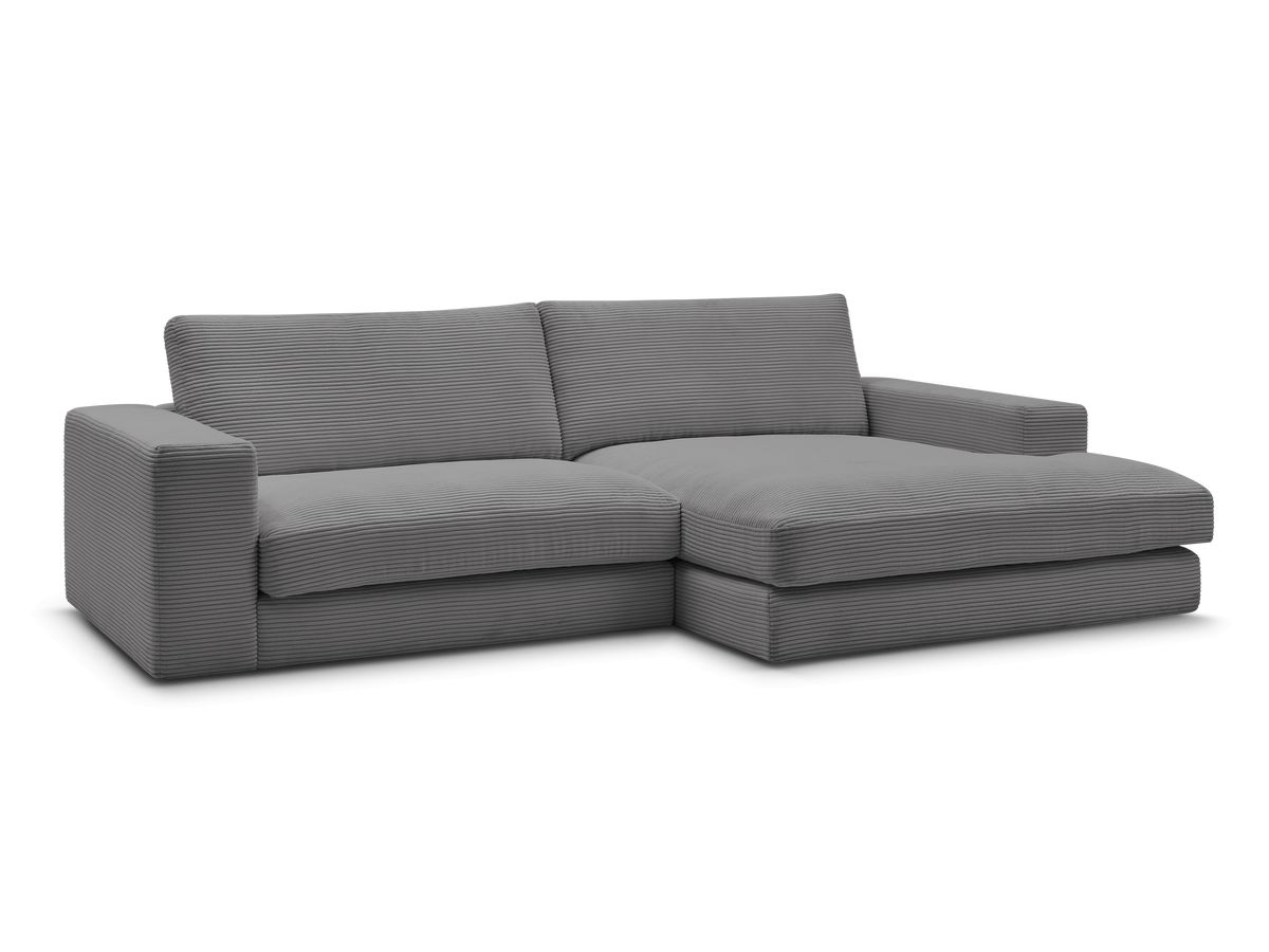 Bobochic Leonard Ecksofa 234 × 159 cm Cordsamt Dunkelgrau Ecke rechts