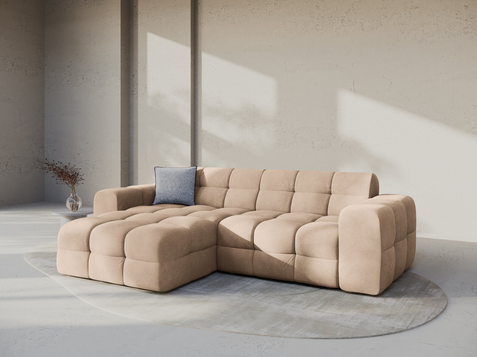 Micadoni Ecksofa Kendal 4-Sitzer Links Samt Mandel Beige
