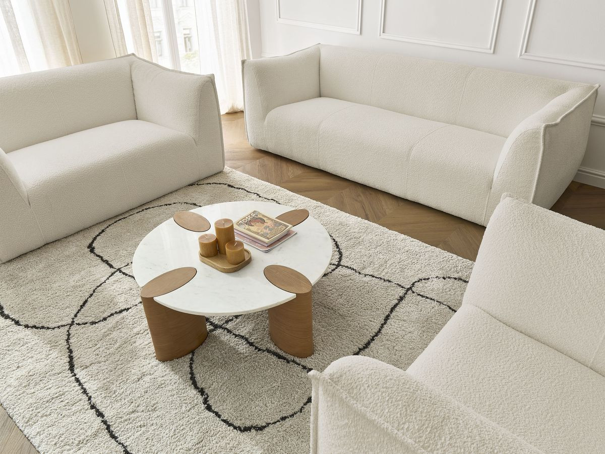 Bobochic Giorgia Sofa 5-Sitzer 534 × 100 cm Bouclé-Stoff Beige