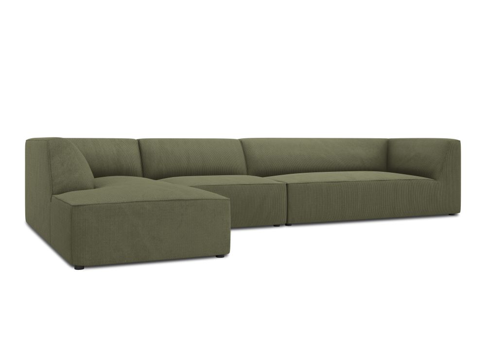 Cosmopolitan Design Ecksofa Siena 5-Sitzer Kord Scala Grün Links