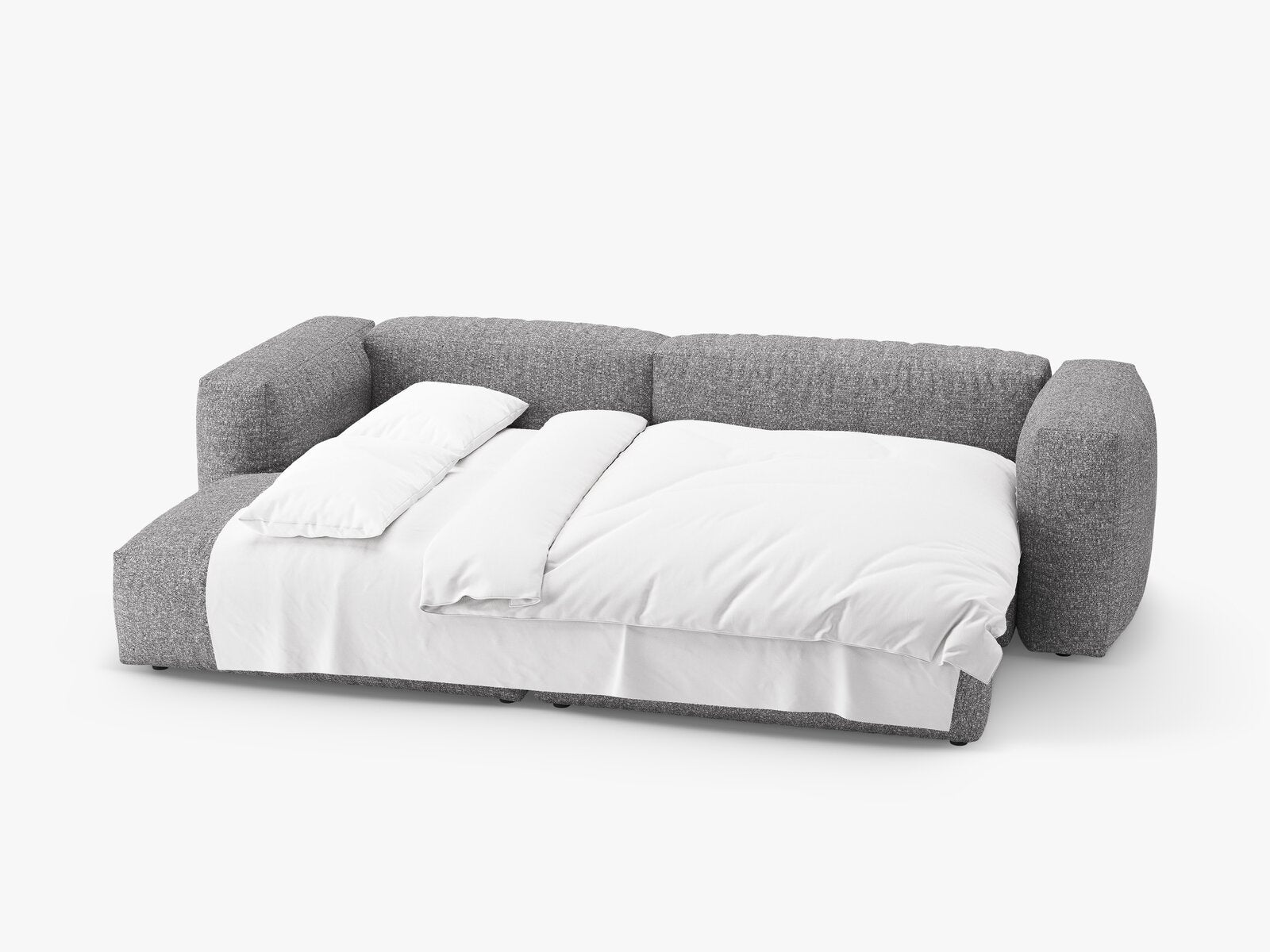 Micadoni Martina Ecksofa 4-Sitzer mit Schlaffunktion Links Boucle Monet Graphit