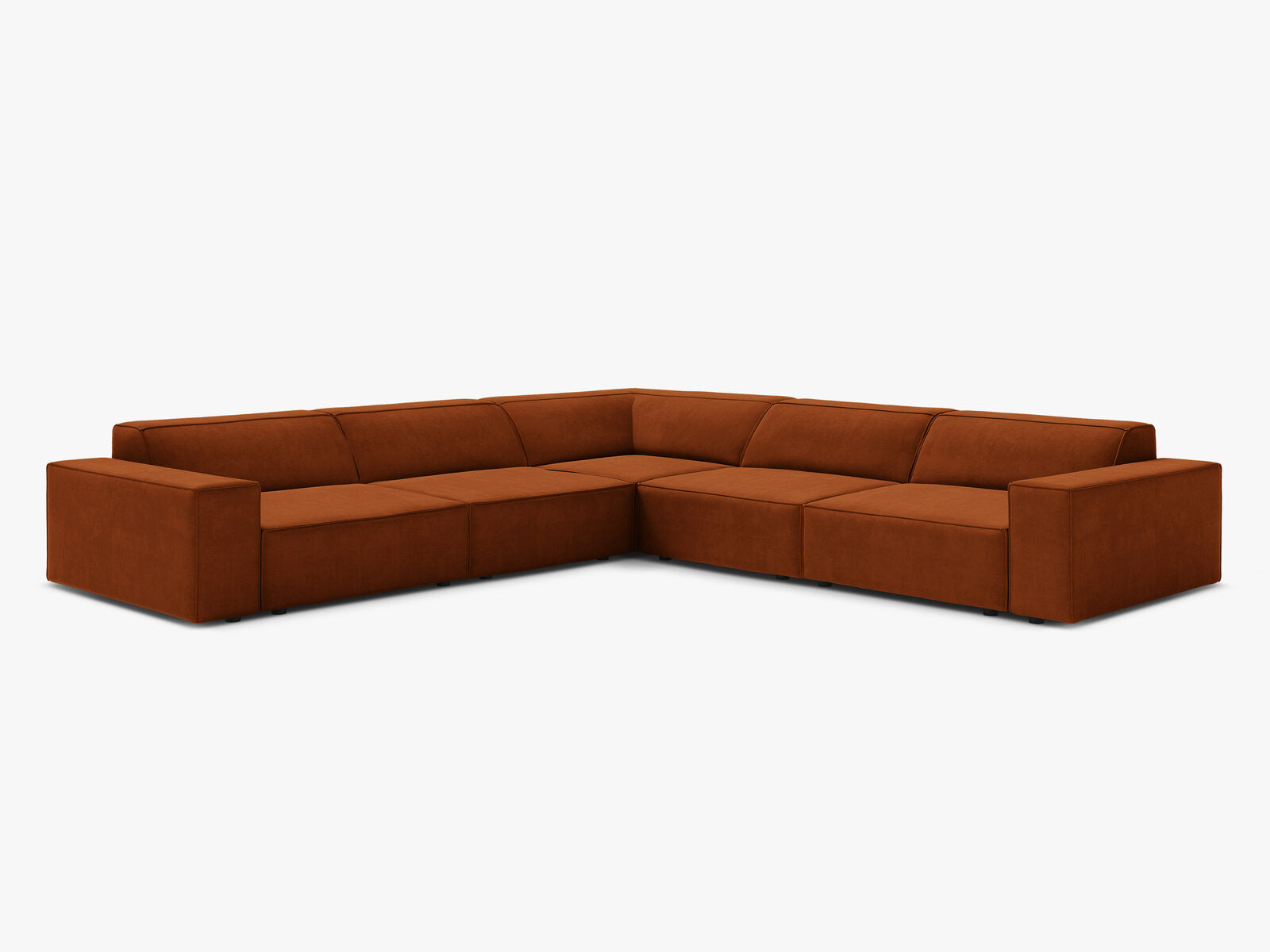 Micadoni Symmetrisches Ecksofa Jodie 6-Sitzer Samt Bluvel Terrakotta