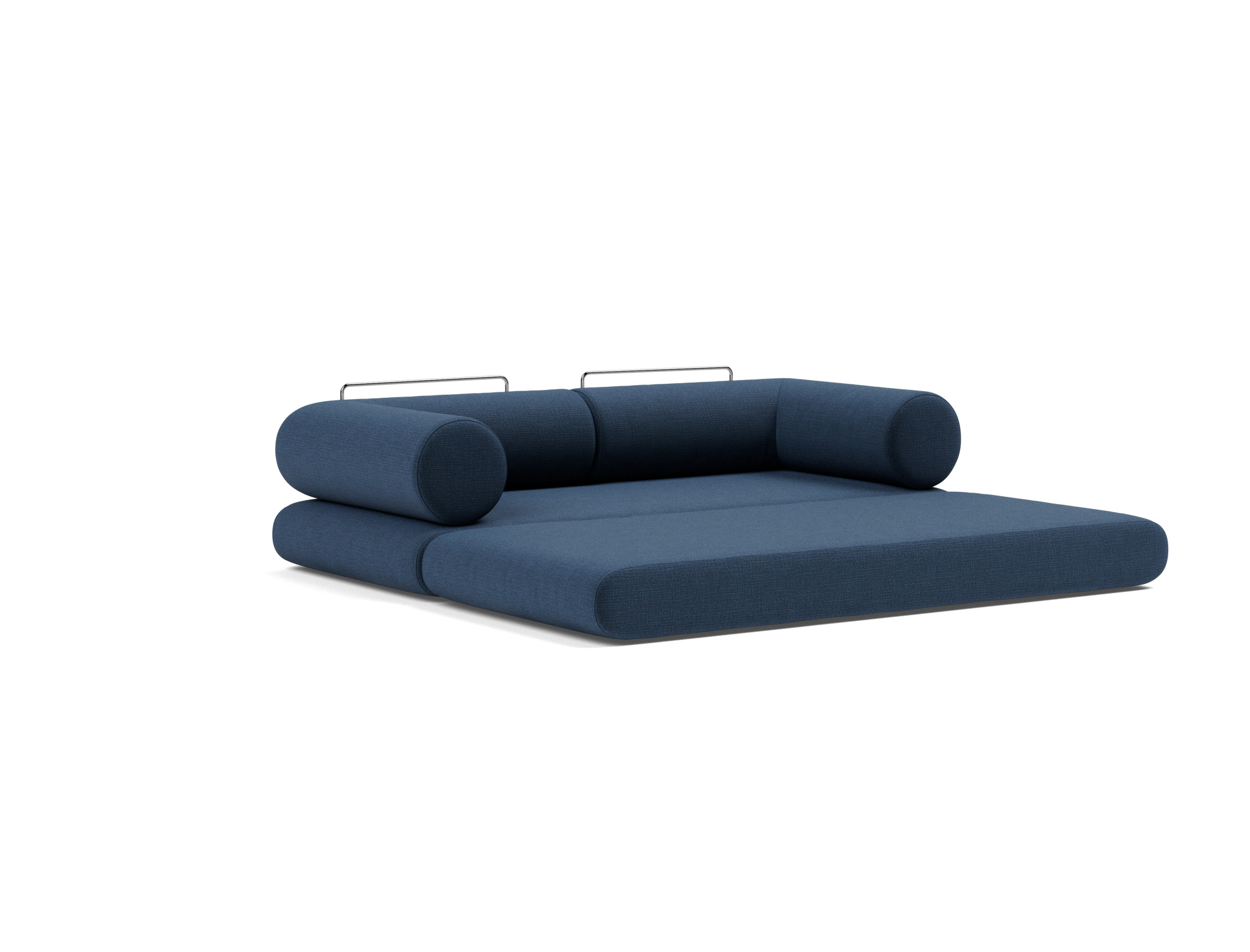 Tagesbett Circlus mit L-förmigen Armlehnen Chenille Esina 414-Indigo-Blue
