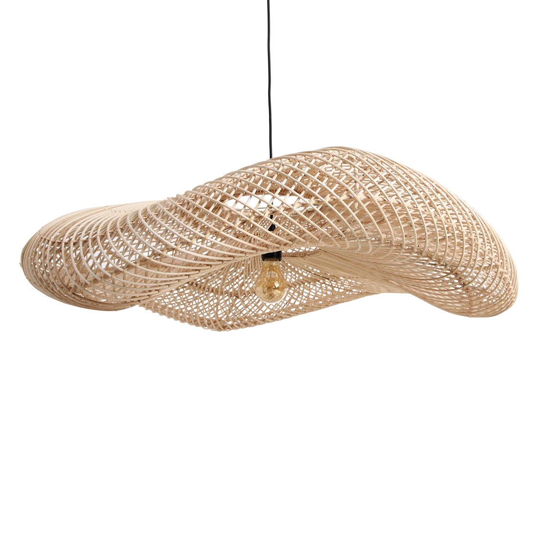 Raw Materials Wave Rattan-Lampe XXL Ø 115x35cm