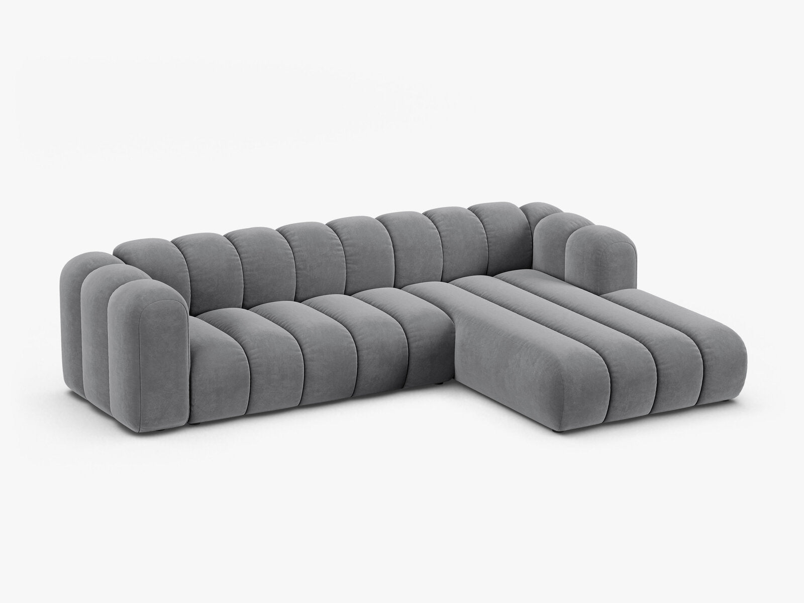 Micadoni Modulares Ecksofa Lupine 4-Sitzer Rechts Samt Salvador Grau