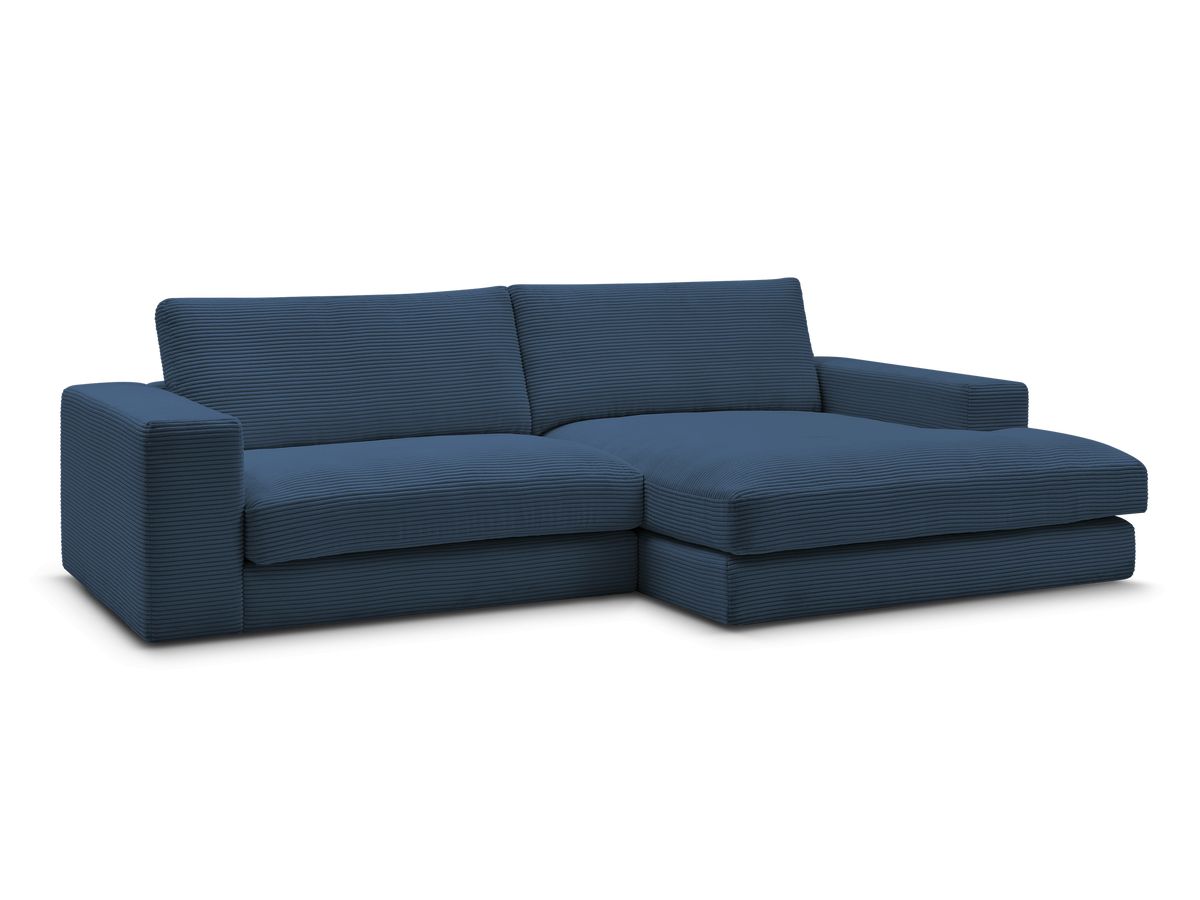 Bobochic Leonard Ecksofa 234 × 159 cm Cordsamt Dunkelblau Ecke rechts